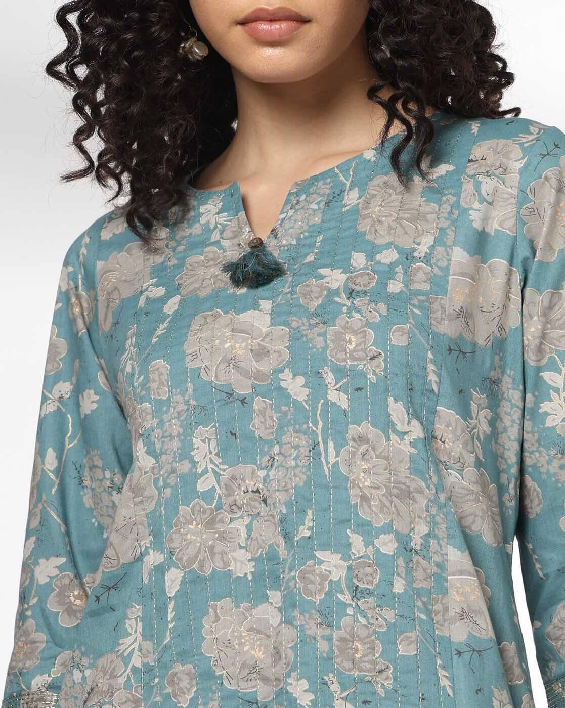 Women Floral Print Straight Kurta with Palazzos