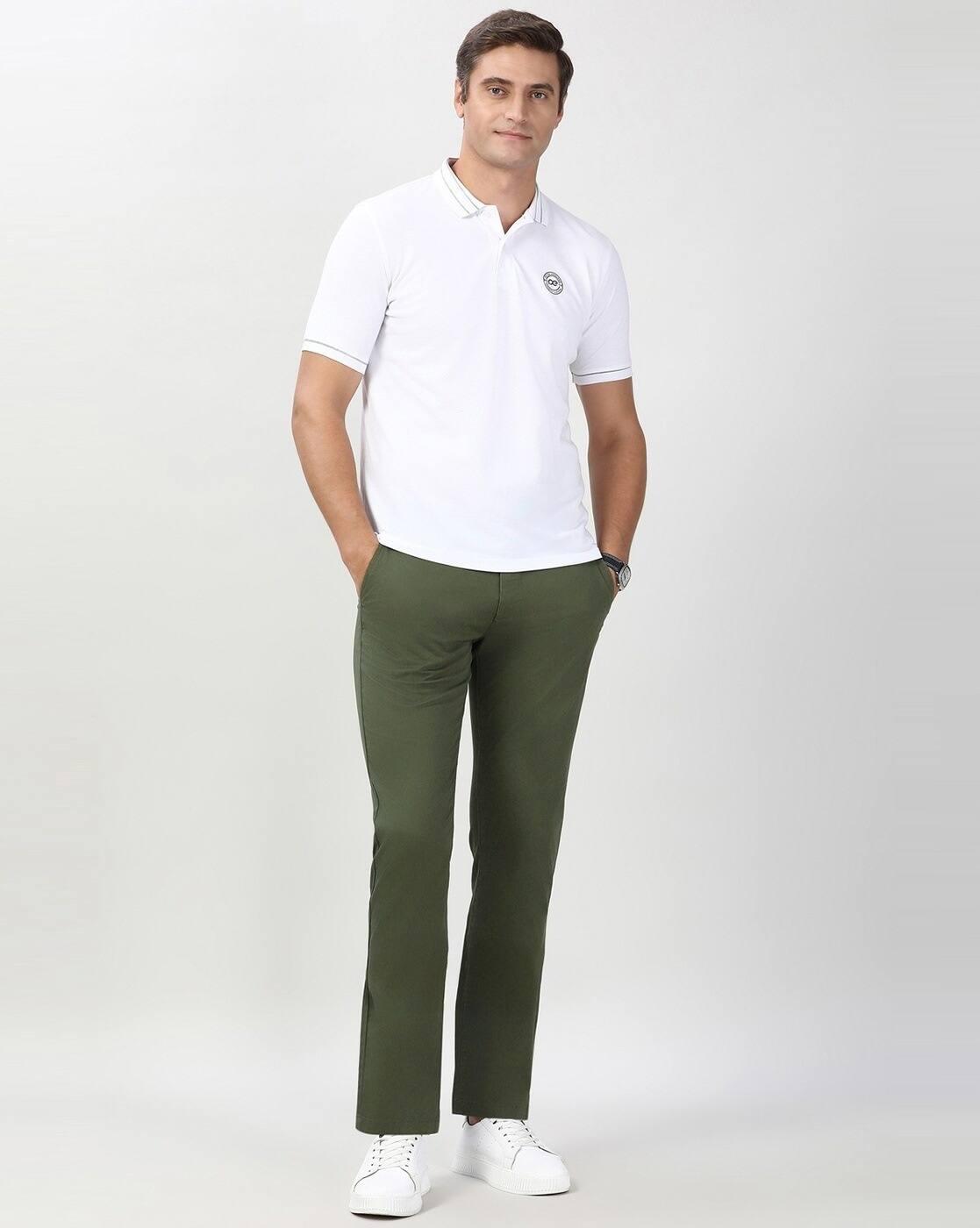 Men Slim Fit Flat-Front Trousers