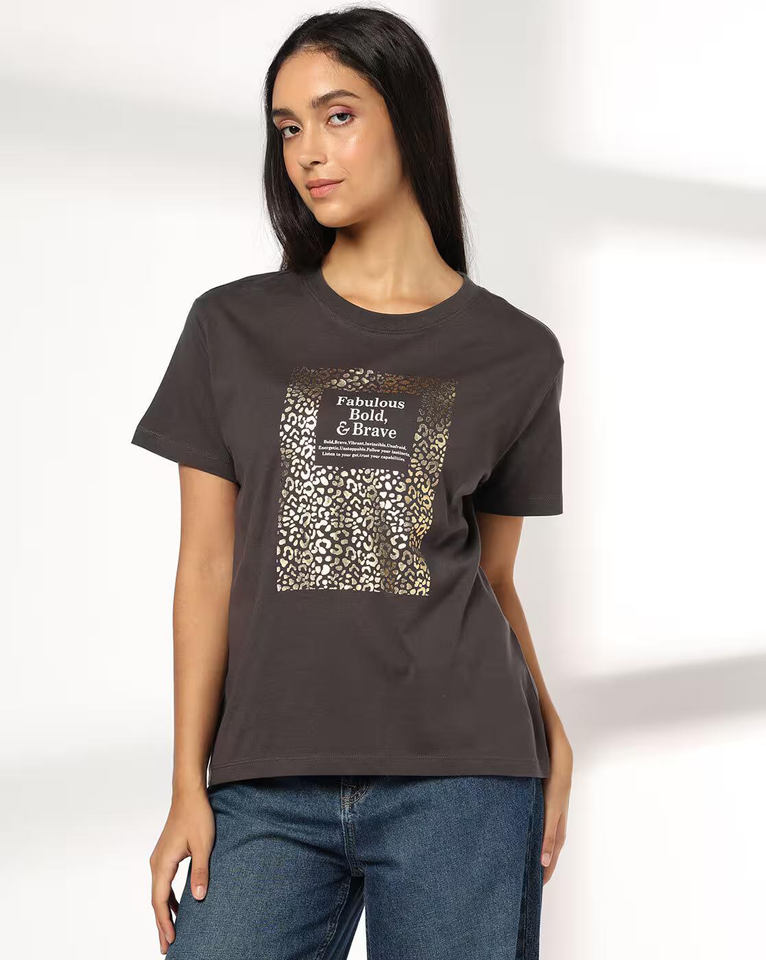 Women Graphic Print Regular Fit Crew-Neck T-Shirt