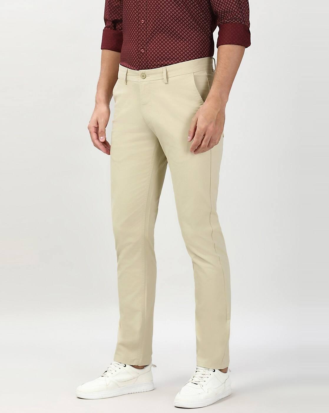 Men Slim Fit Flat-Front Trousers
