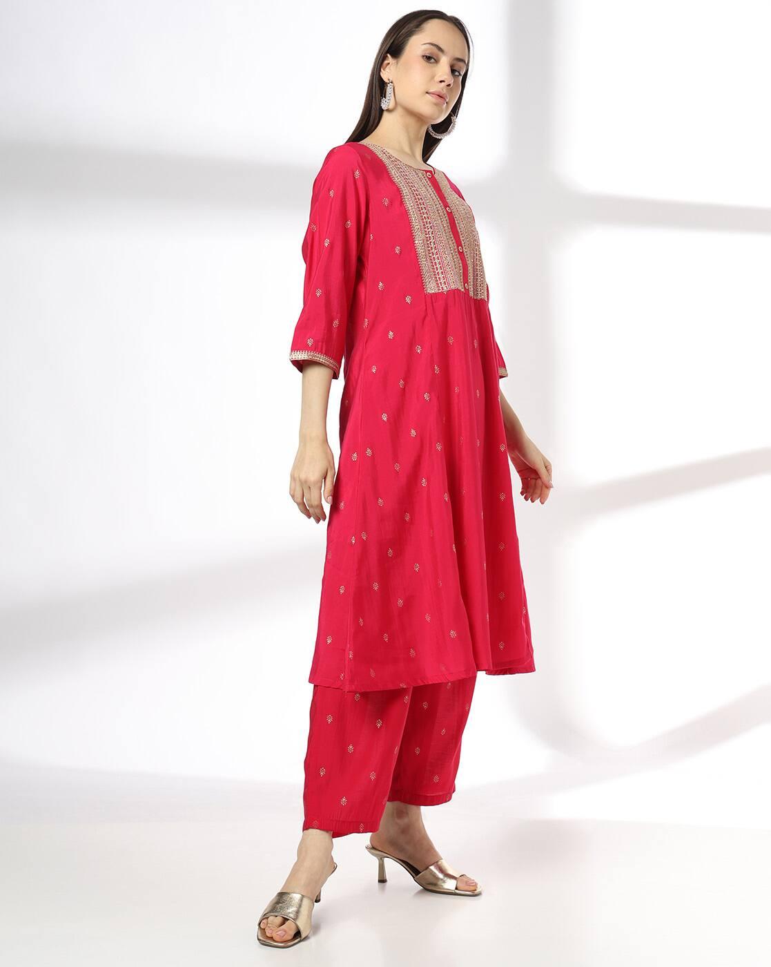 Women Embellished Straight Kurta & Bottom Set