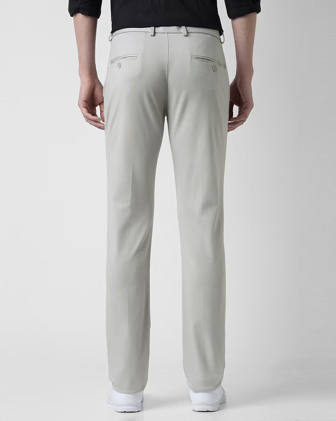 Men Slim Fit Flat-Front Trousers