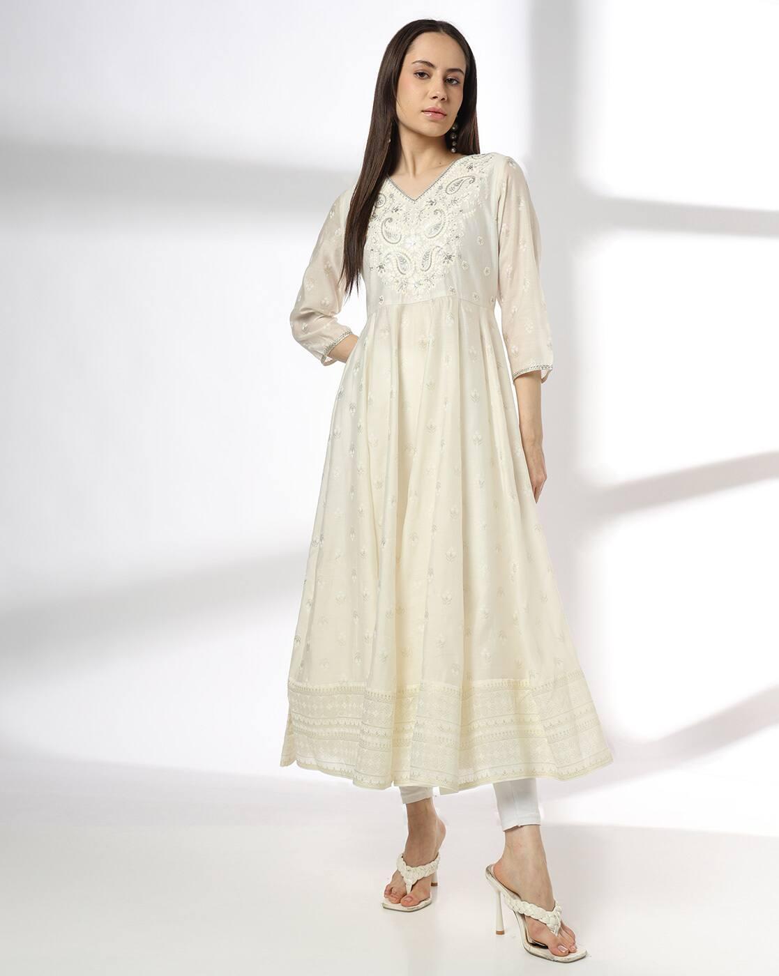 Women Embroidered Flared Kurta