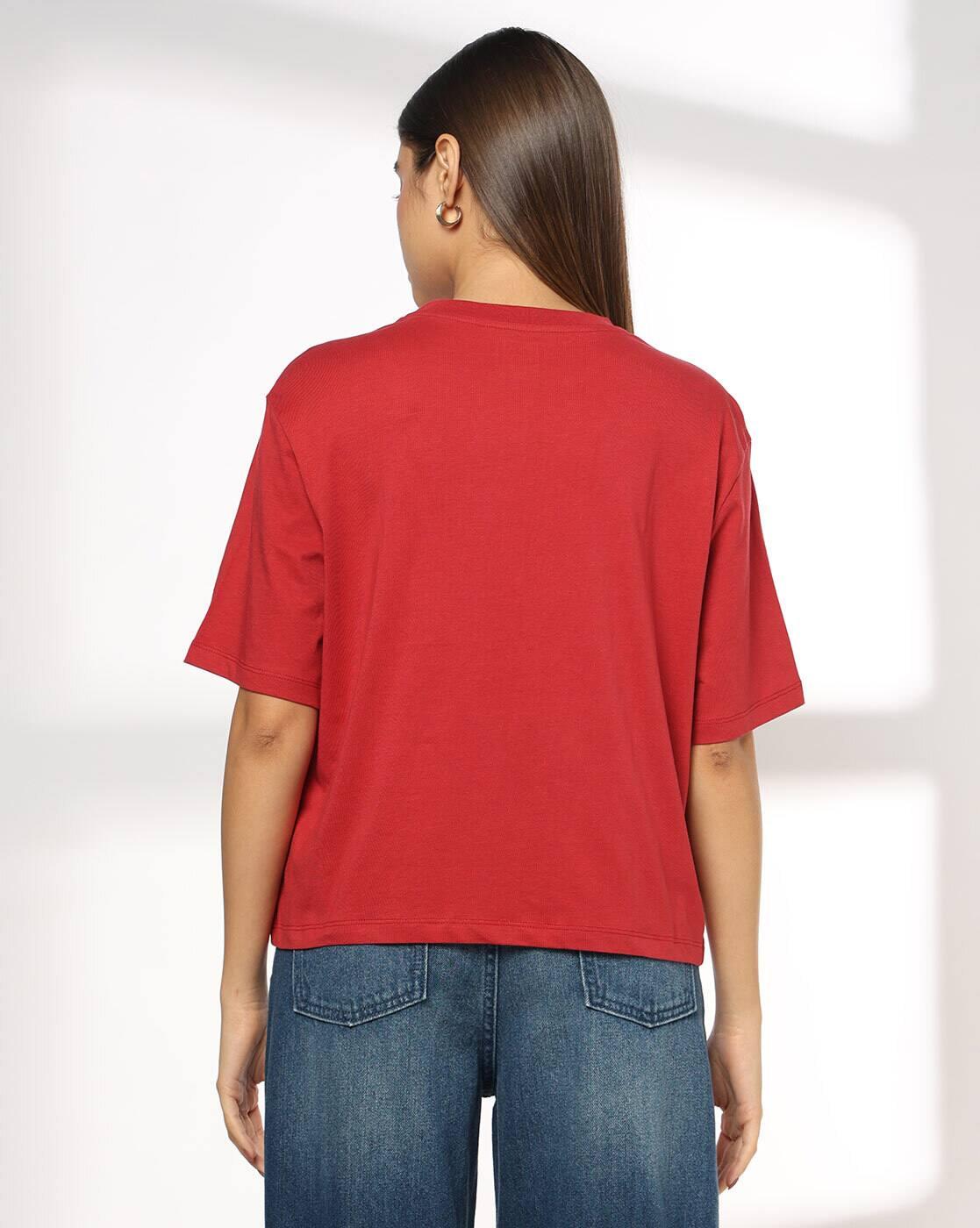 Women Galerie Print Loose Fit Crew-Neck T-Shirt