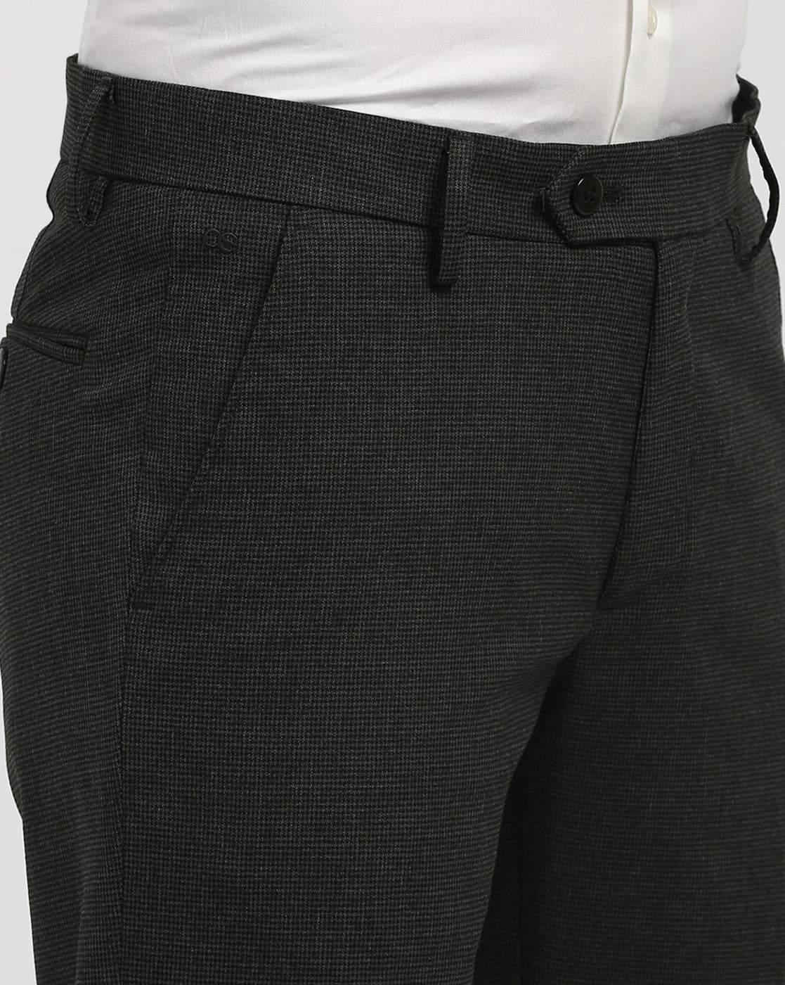Men Slim Fit Flat-Front Trousers