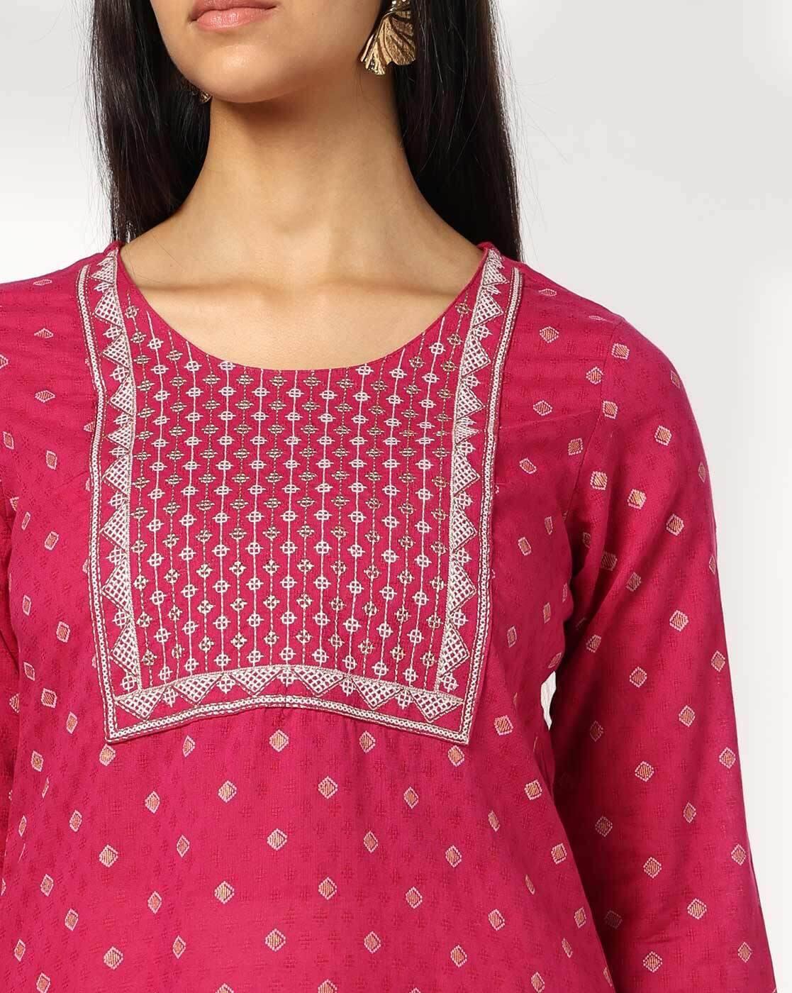 Women Embroidered Straight Kurta