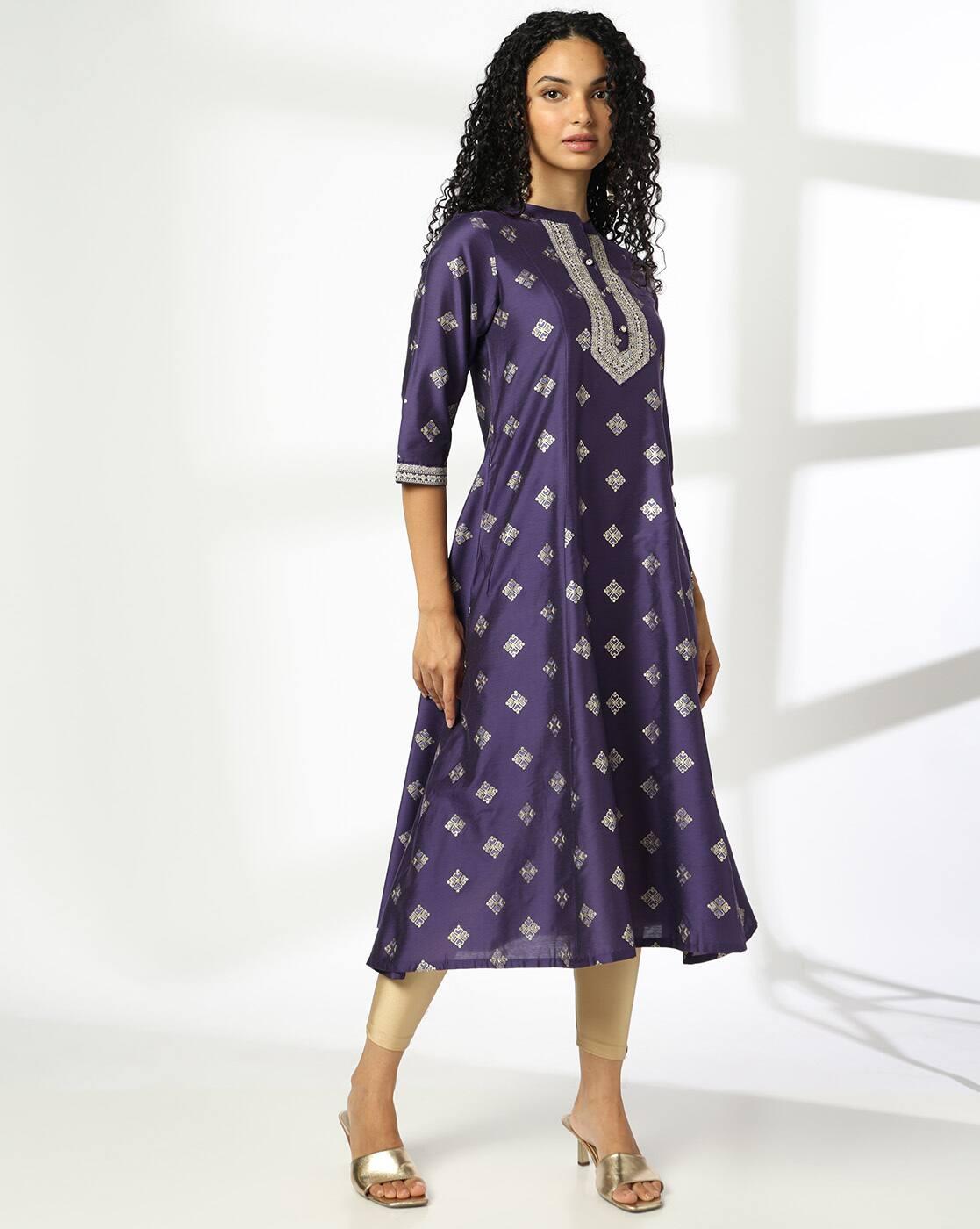 Women Foil Print A-Line Kurta