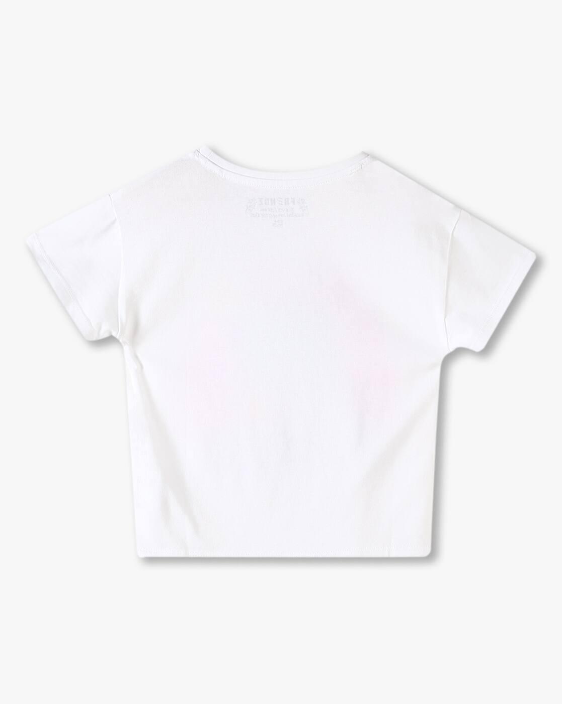 Girls Graphic Print Crop Fit T-Shirt
