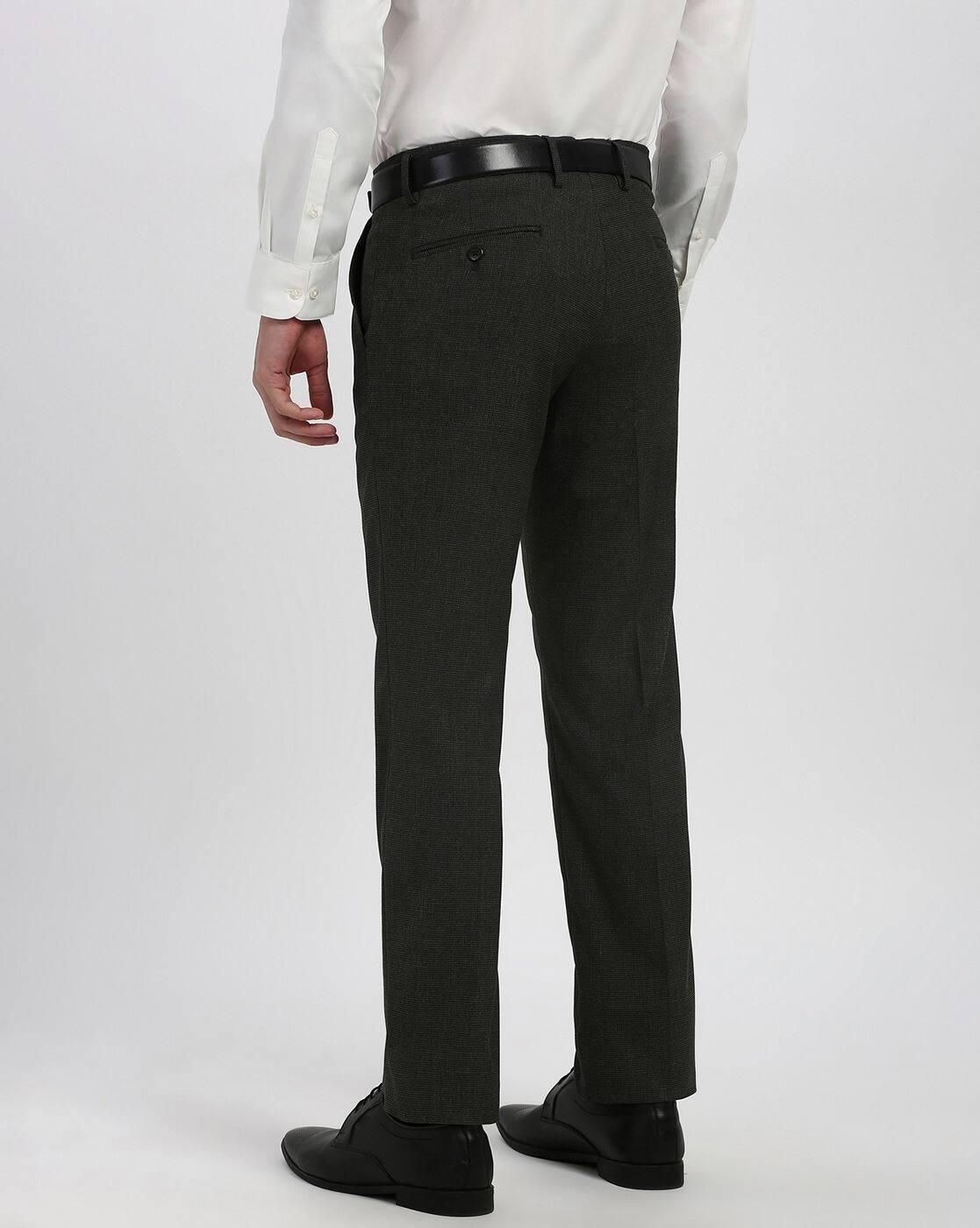 Men Slim Fit Flat-Front Trousers