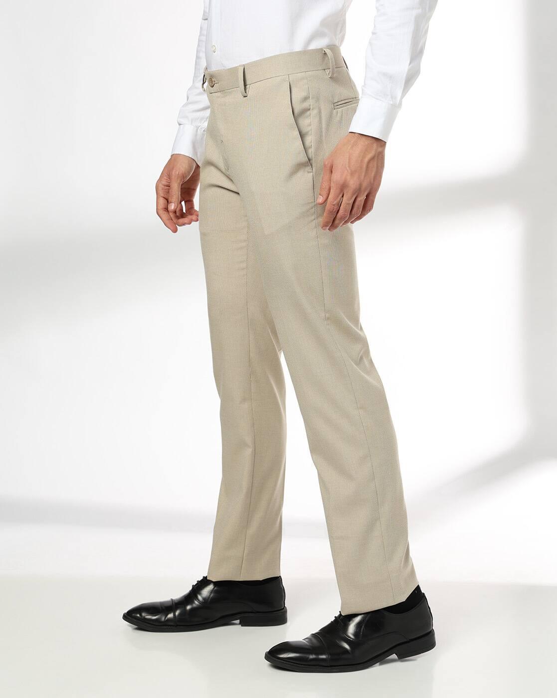 Men Mid-Rise Flat-Front Trousers