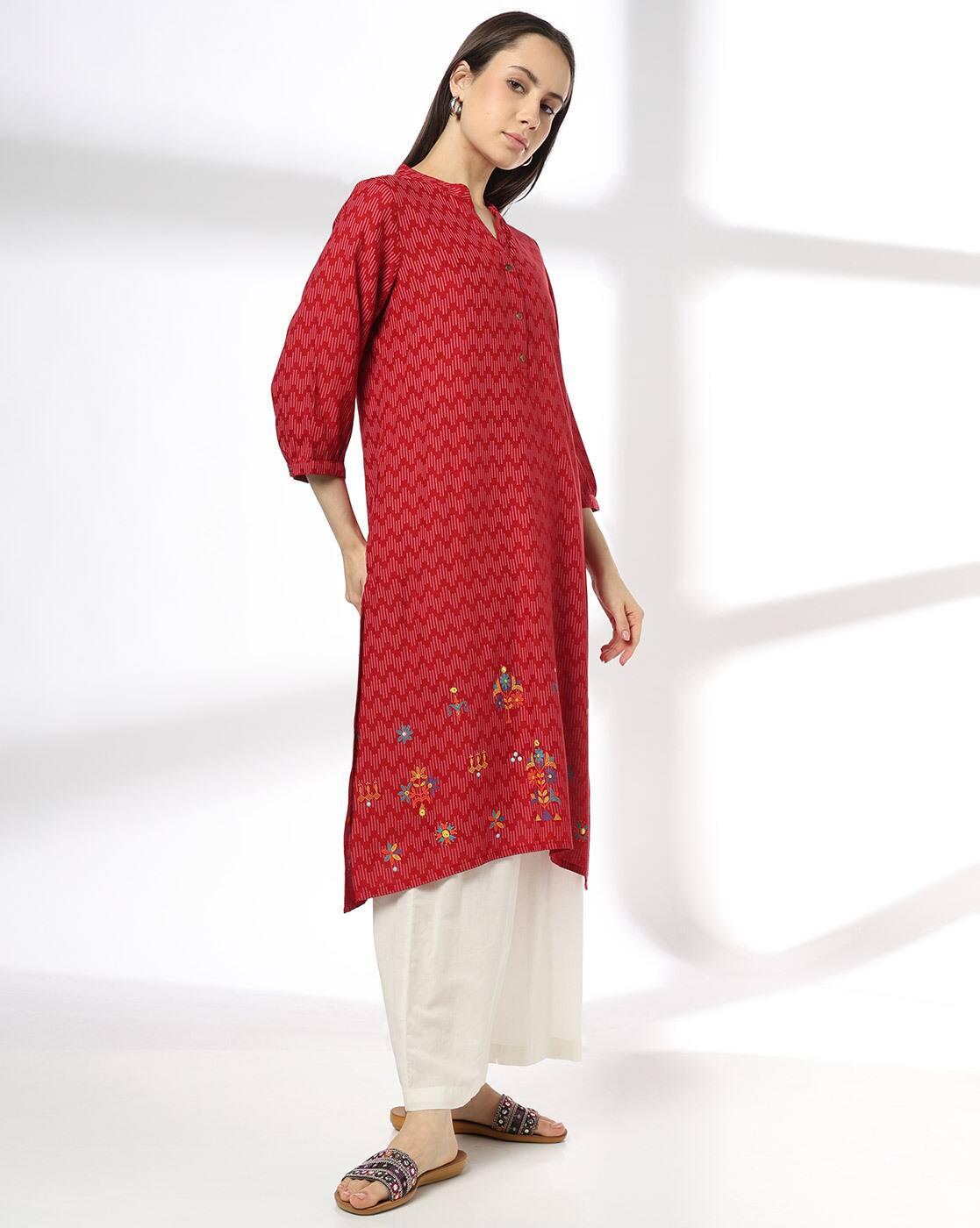 Women Chevron Print Straight Kurta