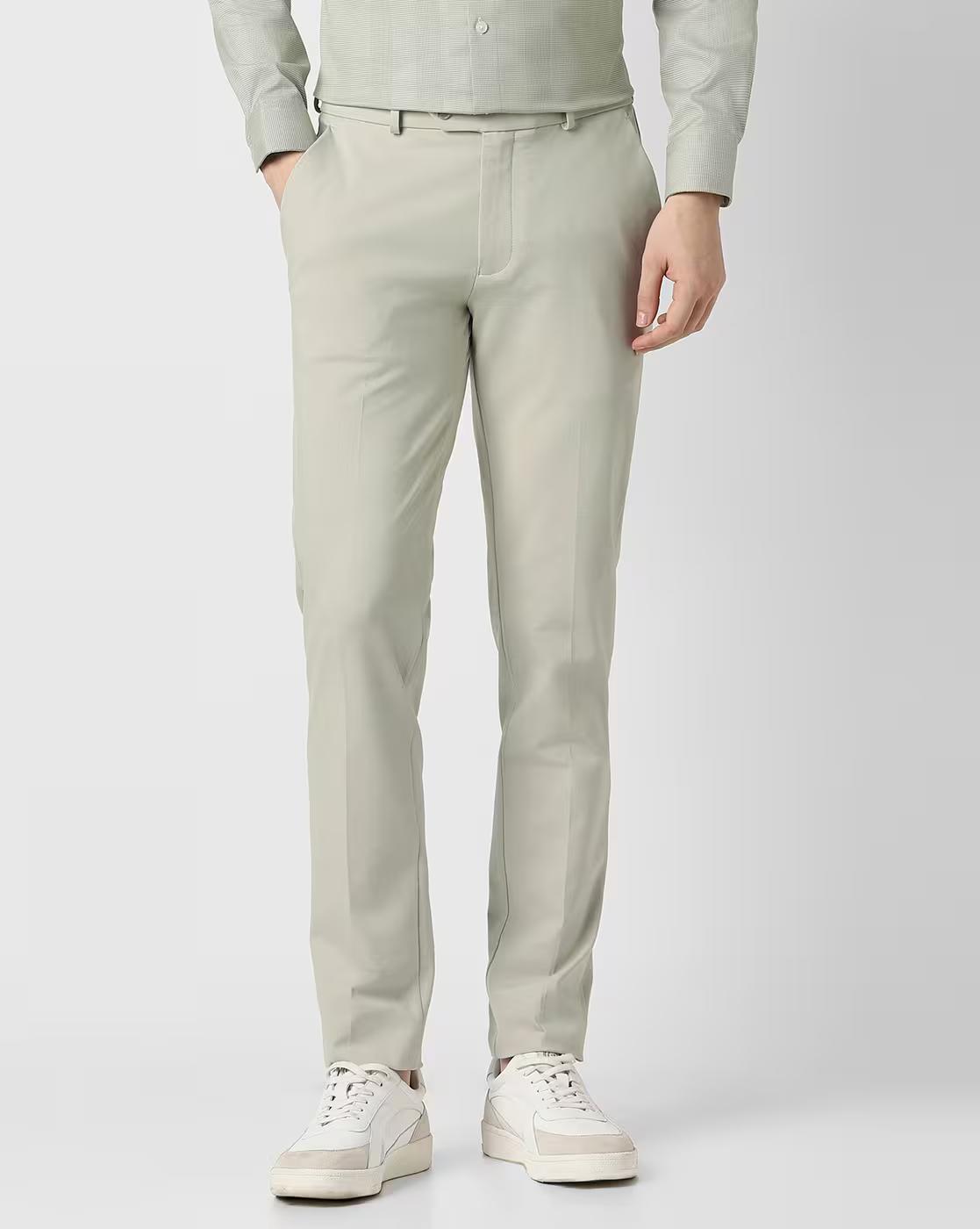 Men Slim Fit Flat-Front Trousers