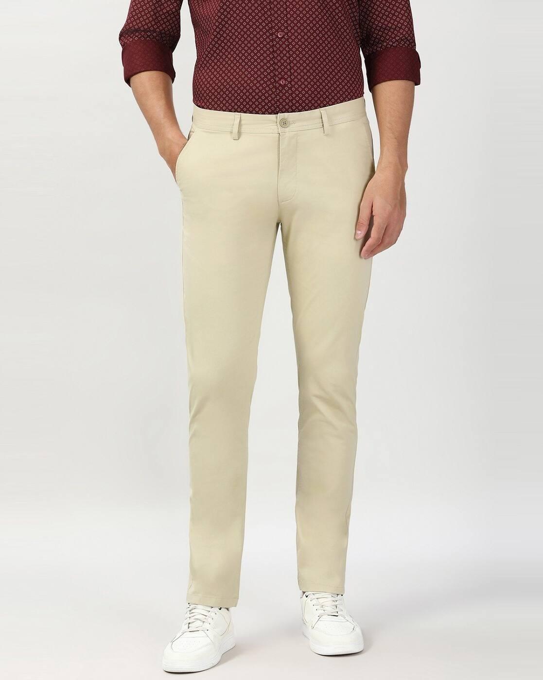 Men Slim Fit Flat-Front Trousers