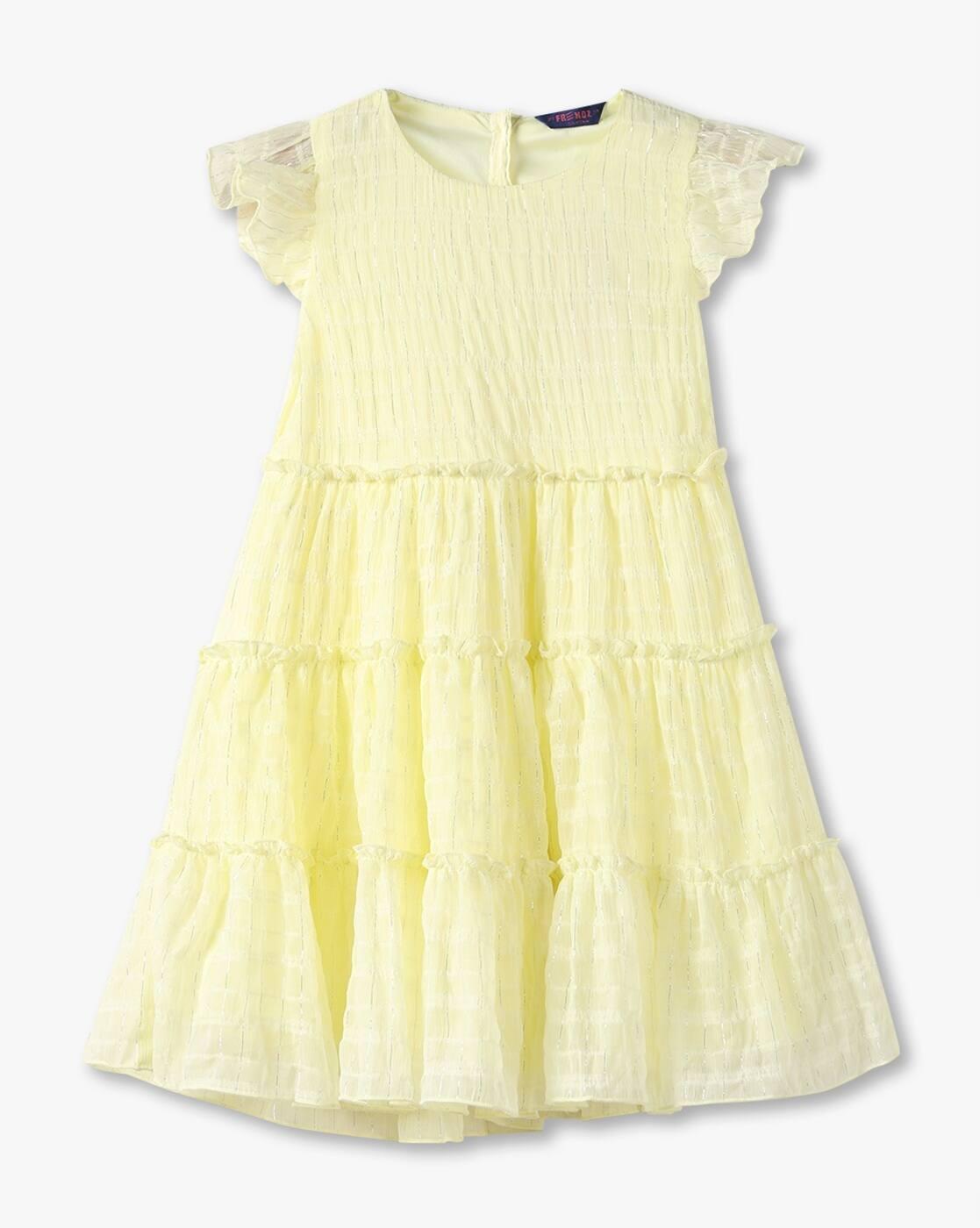 Girls Crinkled Fit & Flare Dress