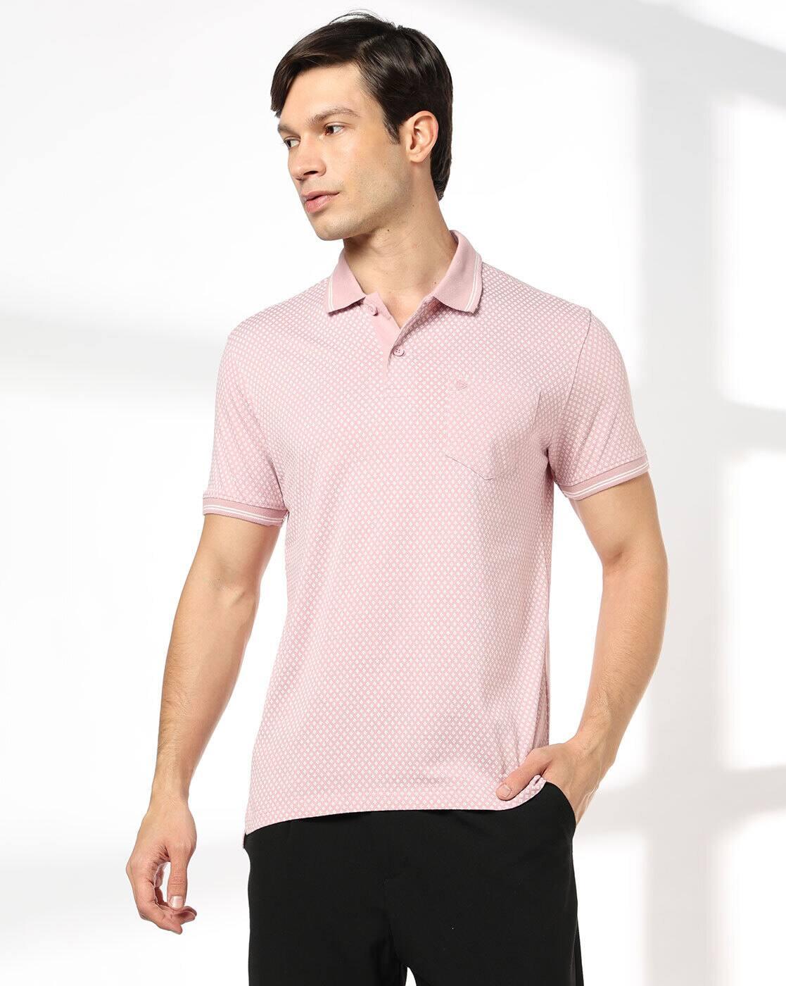 Men Geometric Print Slim Fit Polo T-Shirt
