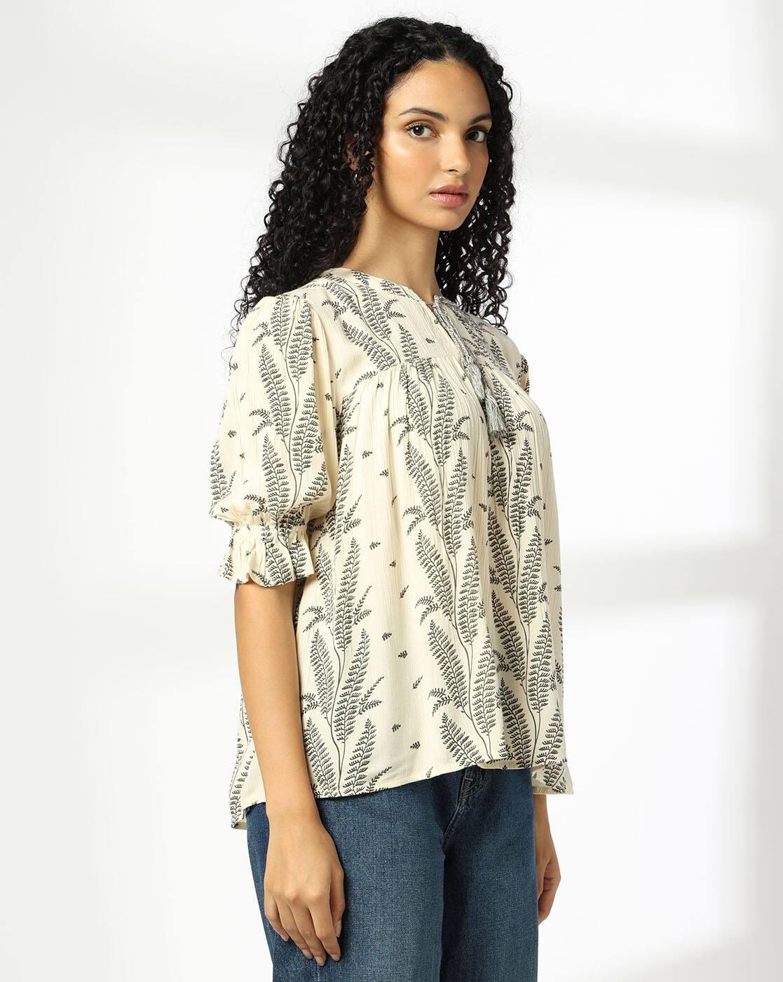 Women Leaf Print Regular Fit Top