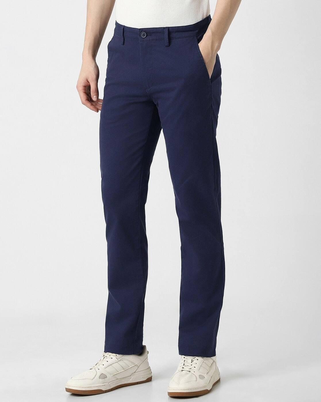 Men Slim Fit Flat-Front Trousers
