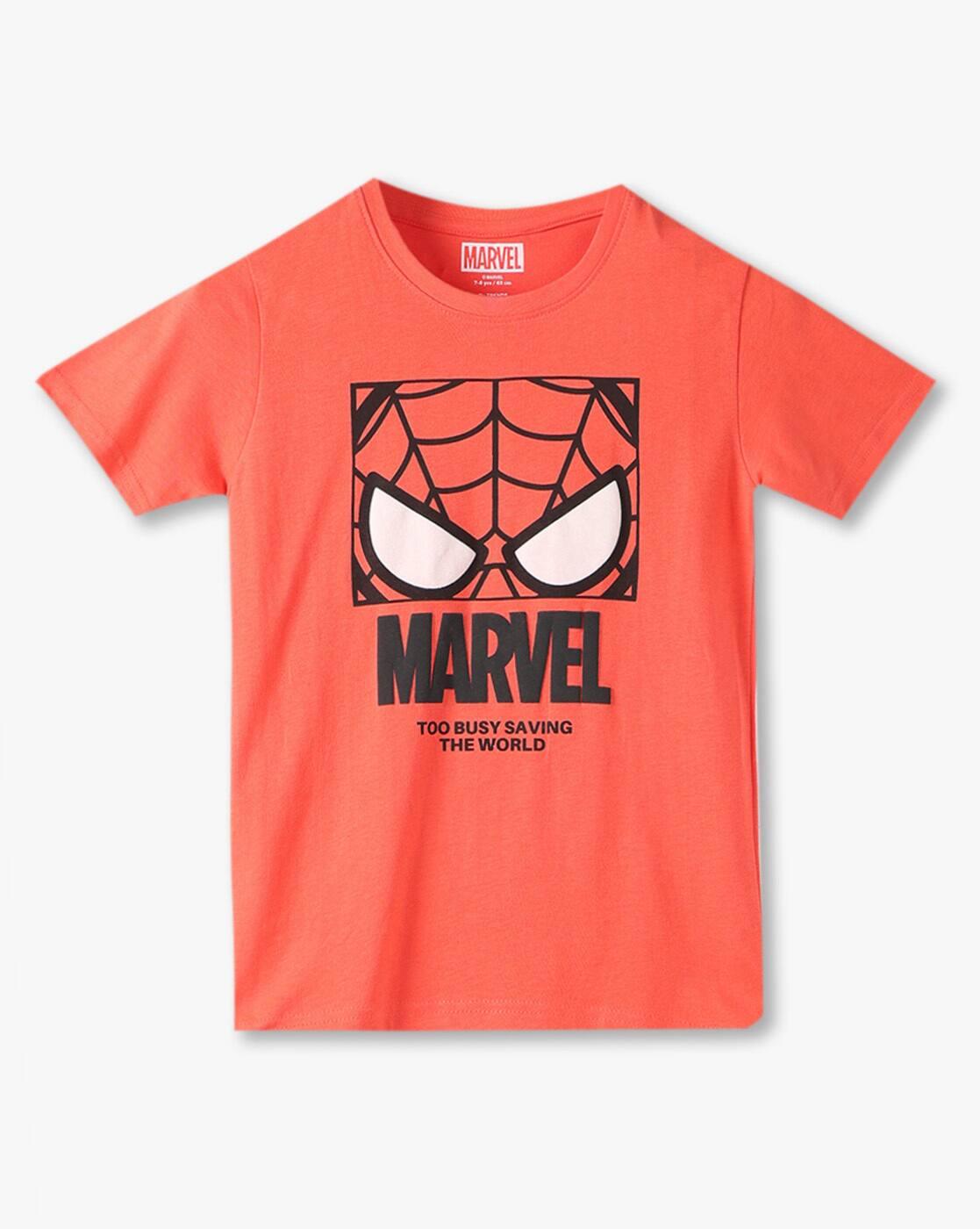 Boys Round-Neck T-Shirt with Spiderman Marvel Print