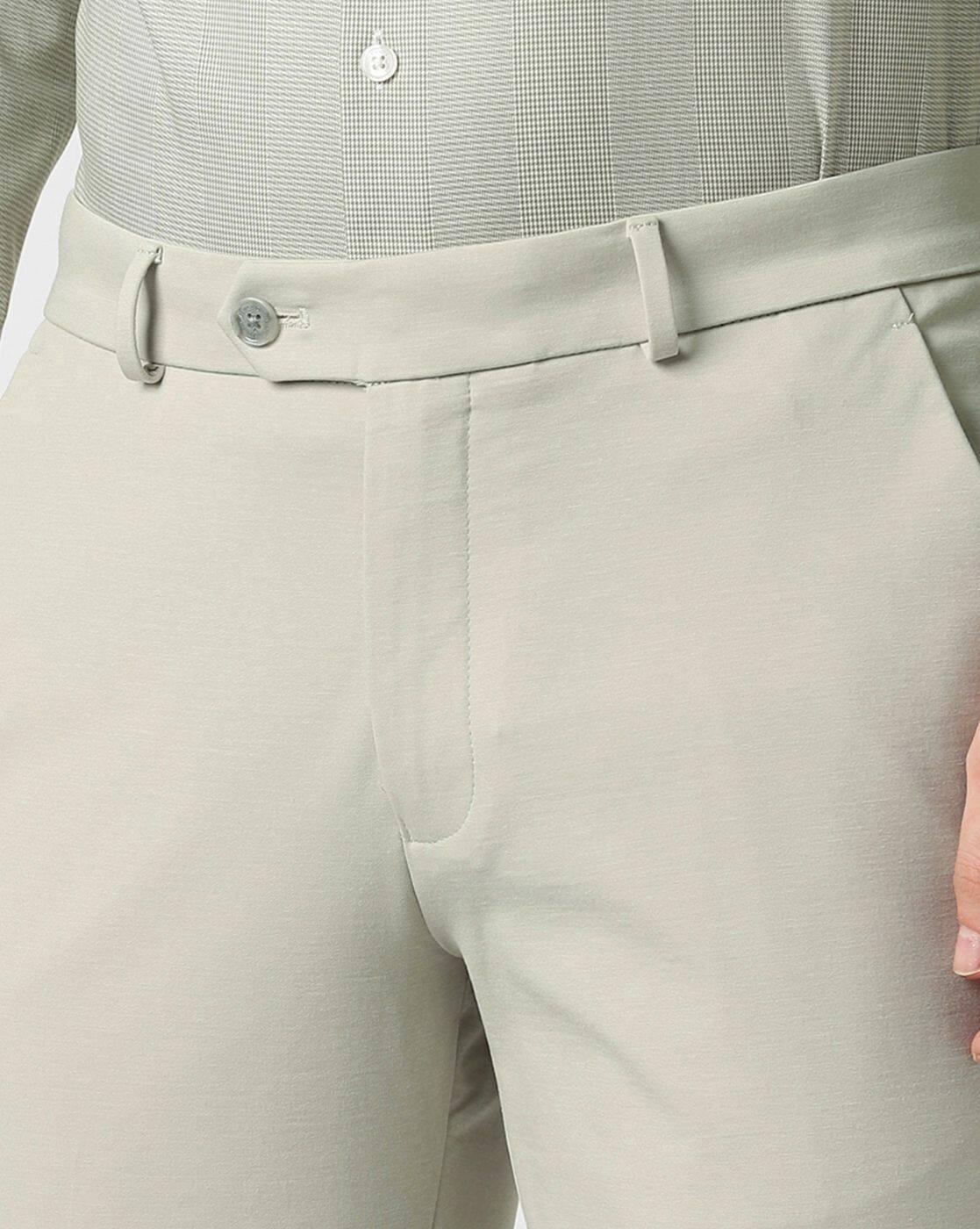 Men Slim Fit Flat-Front Trousers