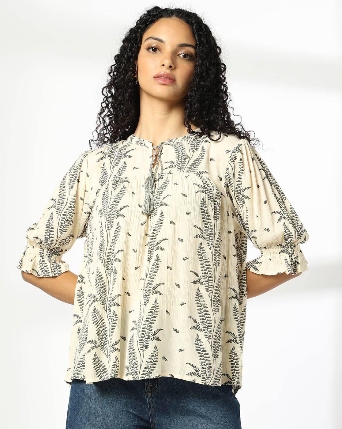 Women Leaf Print Regular Fit Top