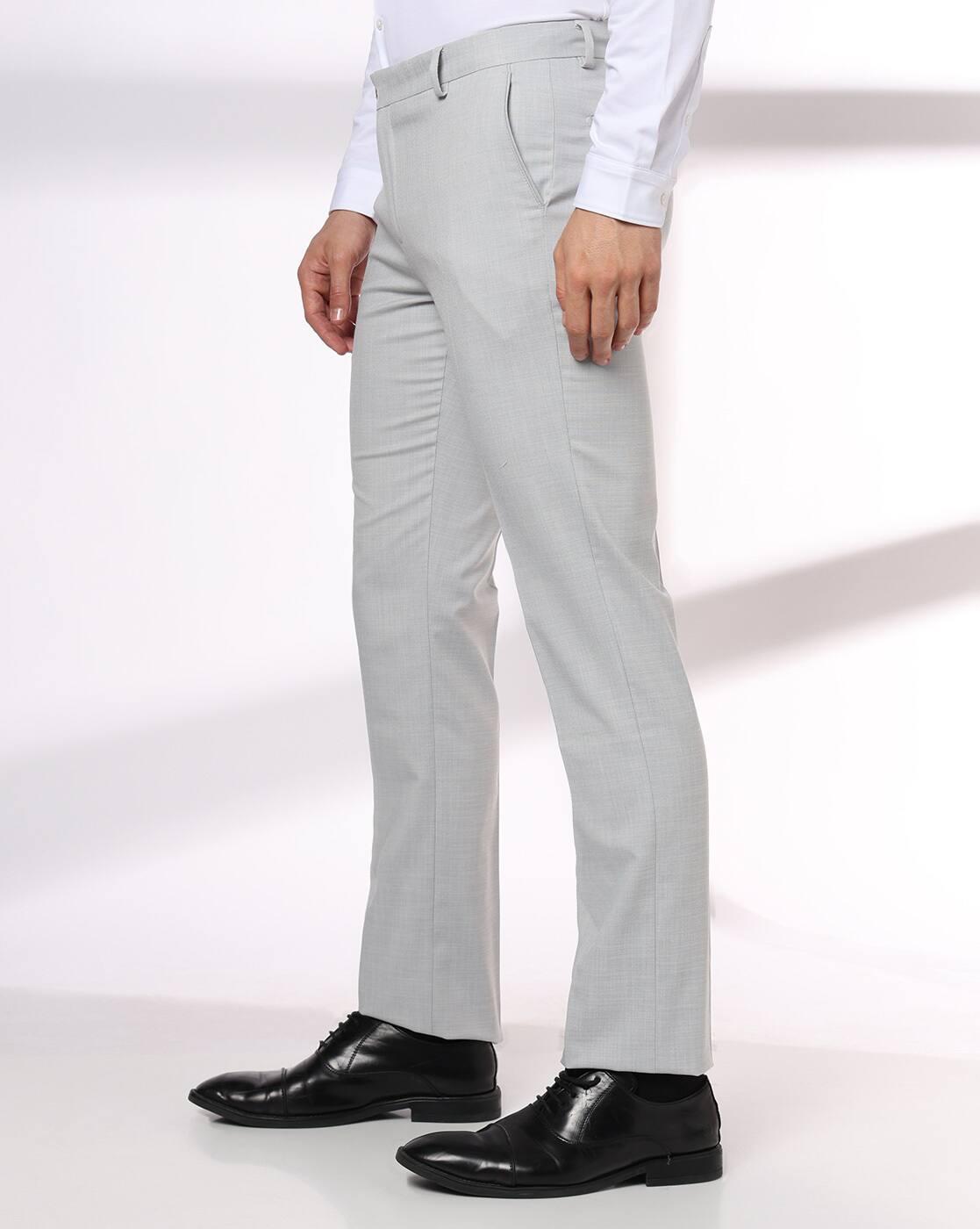 Men Flat-Front Slim Fit Smart Formal Trousers