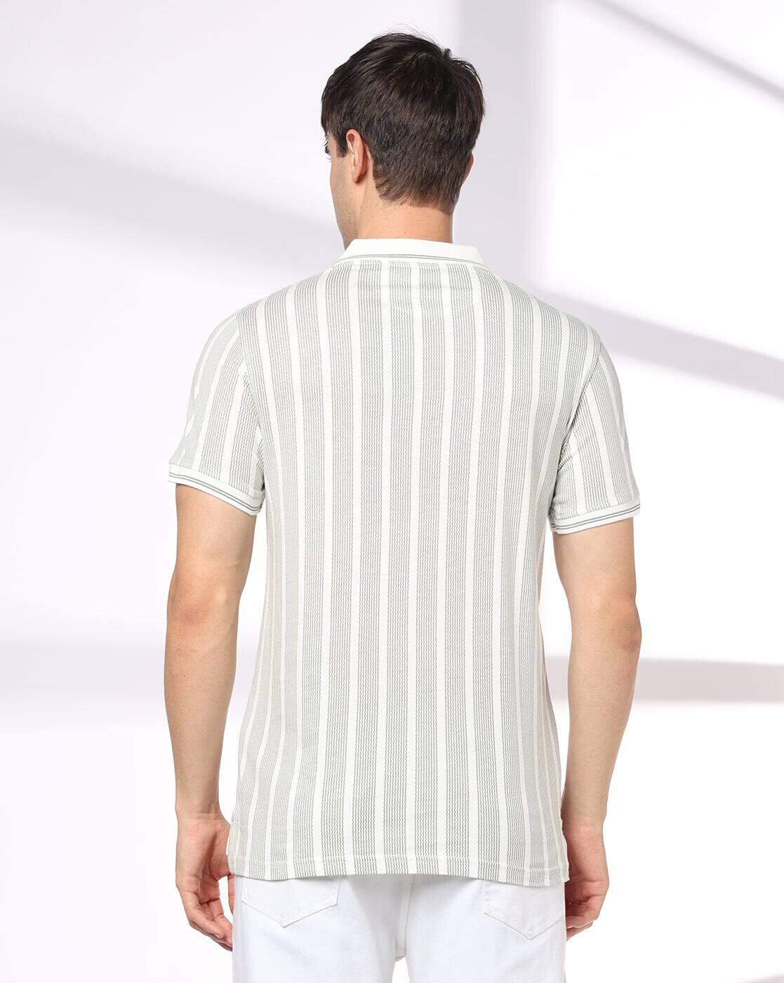 Men Striped Slim Fit Polo T-Shirt