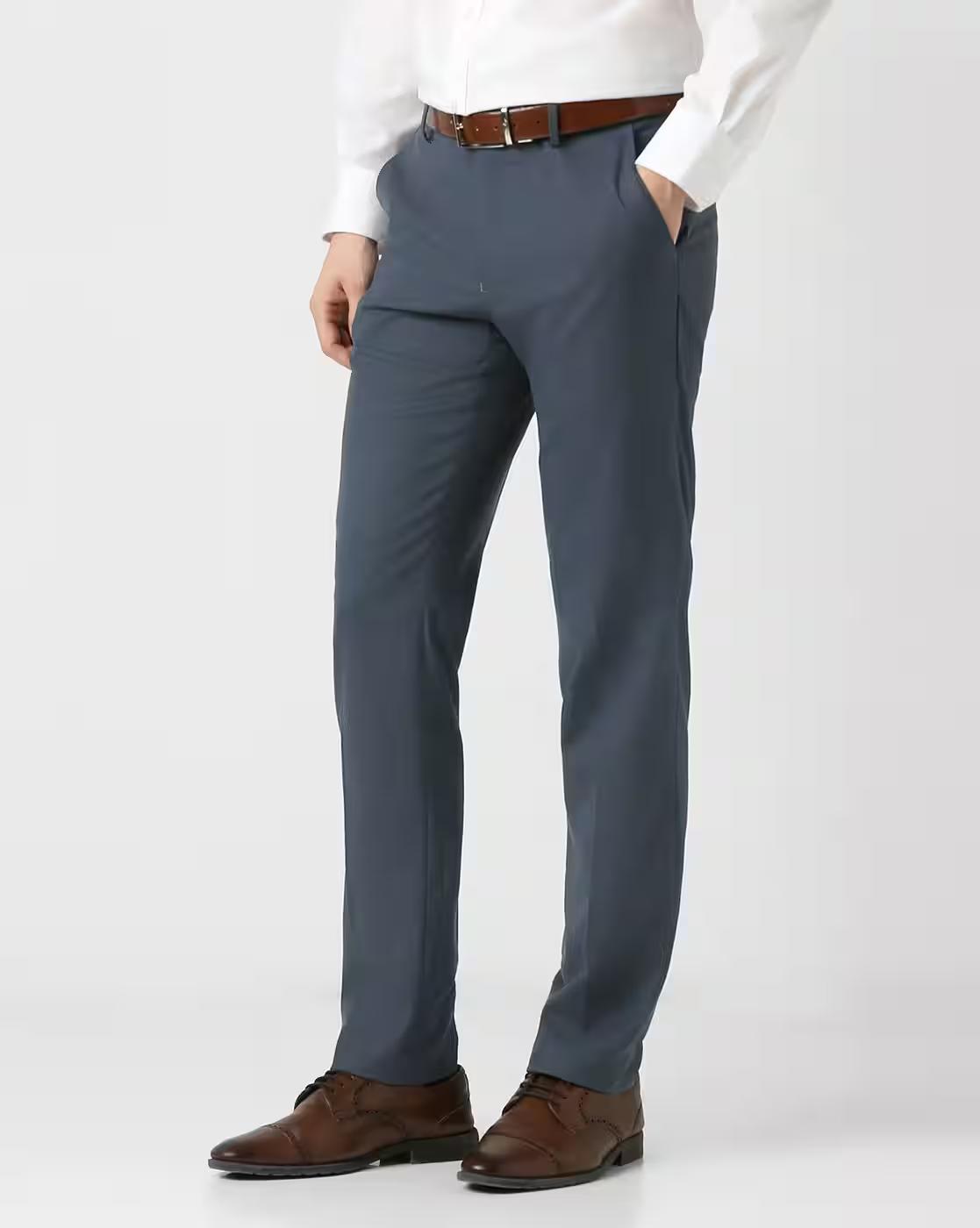 Men Slim Fit Flat-Front Trousers