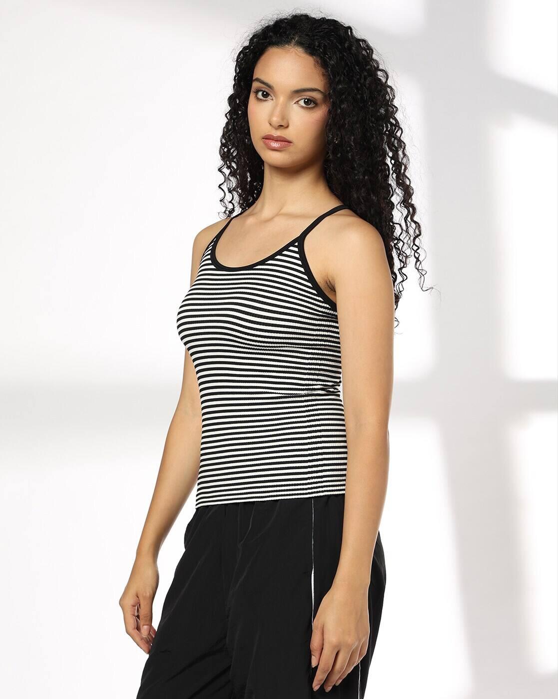Women Seamless Cross Striped Camisole