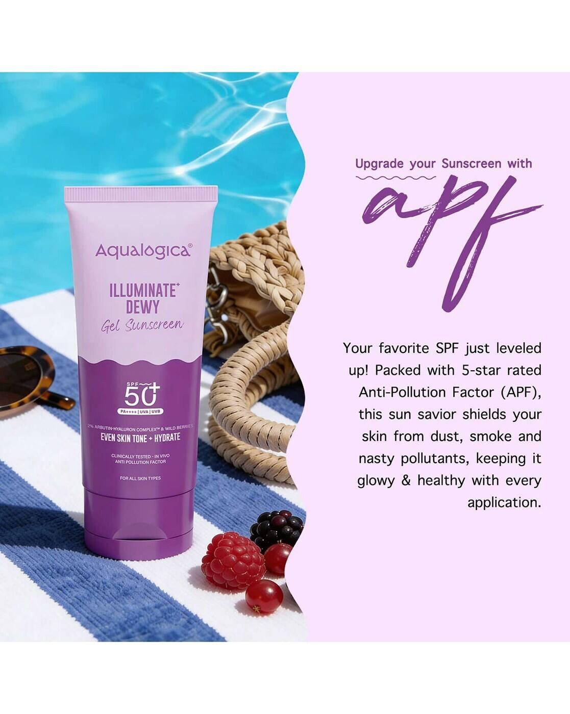 Illuminate+ Dewy Lightweight Sunscreen Gel SPF 50+ PA++++ for All Skin Types (80 g)