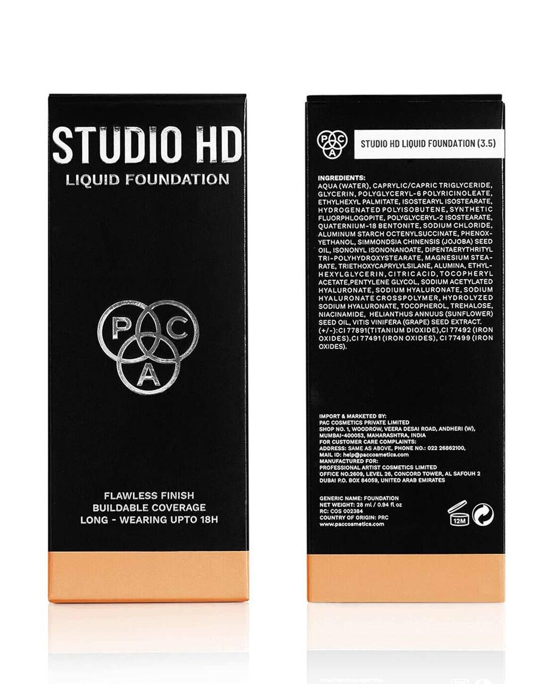 Studio HD Liquid Foundation Dewy Satin Finish Medium to Buildable Coverage - 3.5