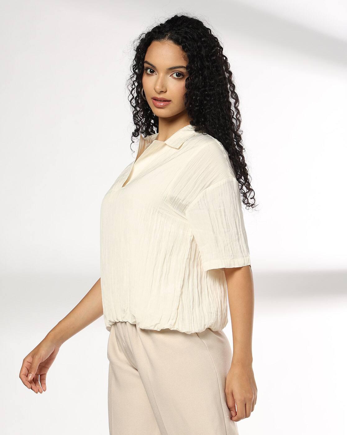 Women Regular Fit Bubble Hem Top