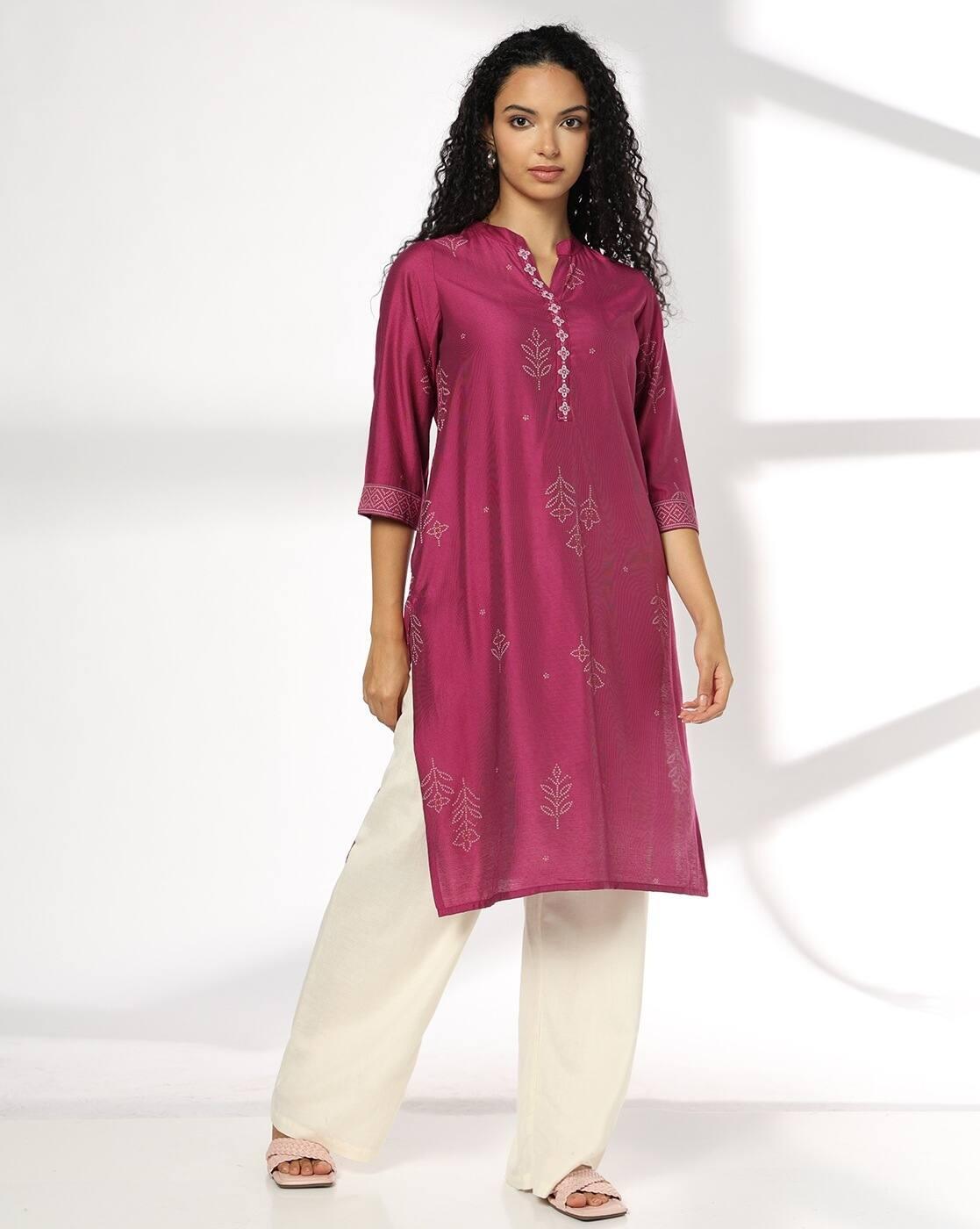 Women Embroidered Straight Kurta