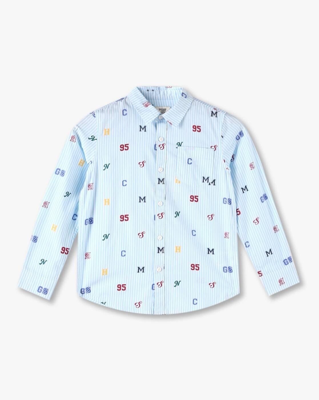 Boys Numeric Print Cotton Shirt