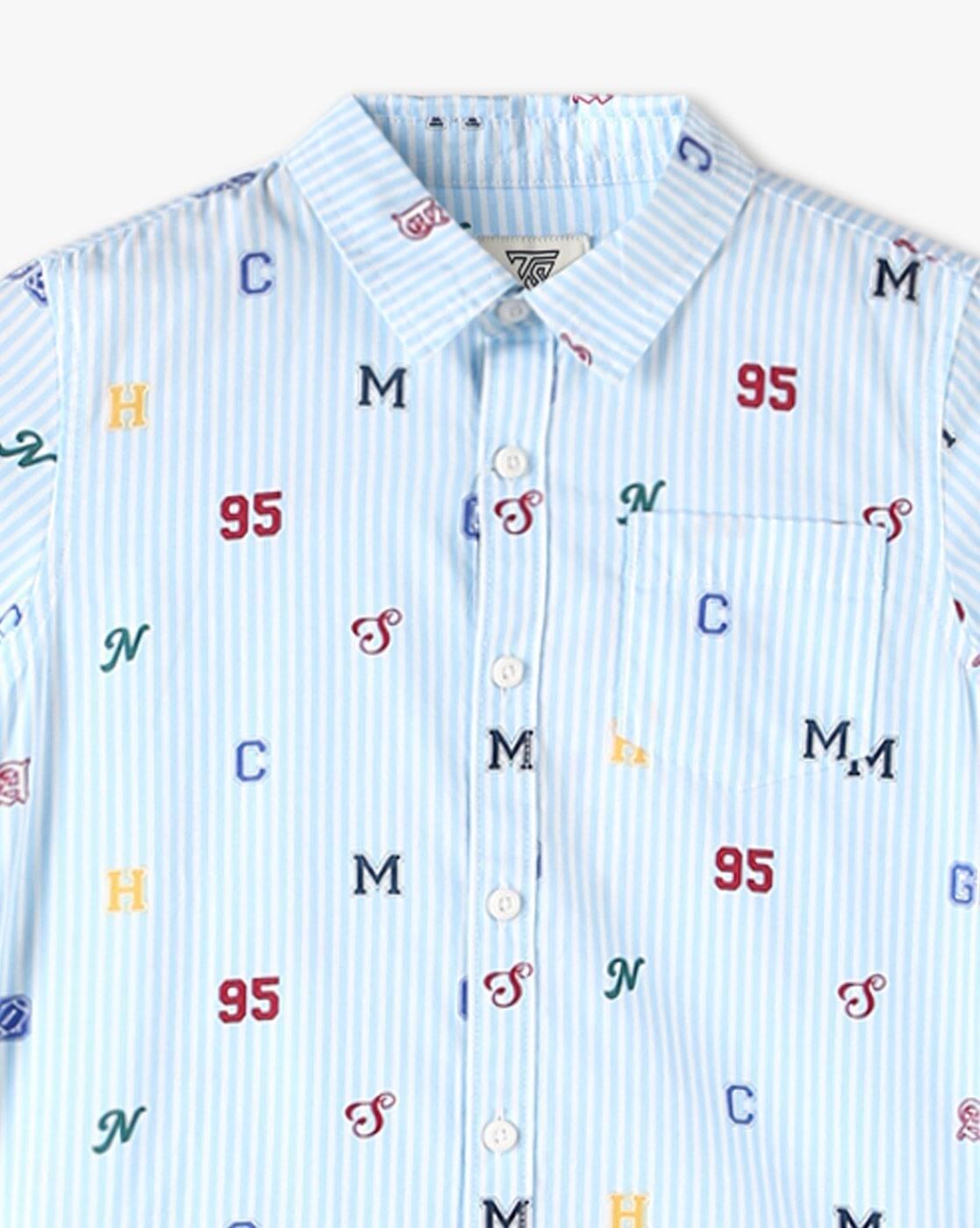 Boys Numeric Print Cotton Shirt