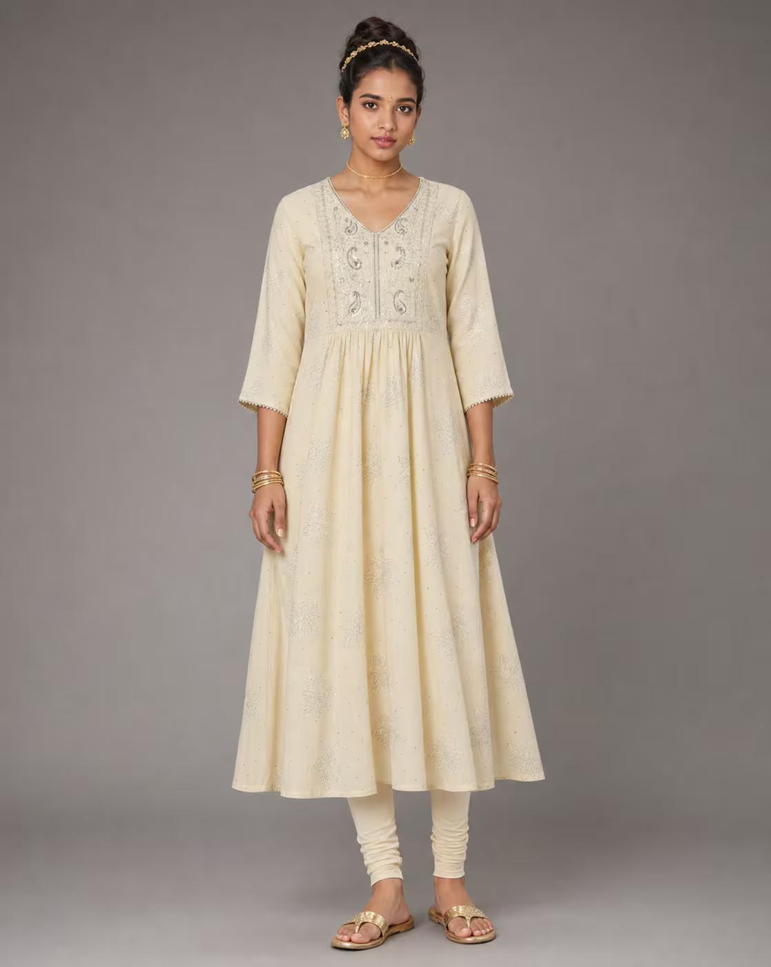 Women Floral Print Flared Kurta