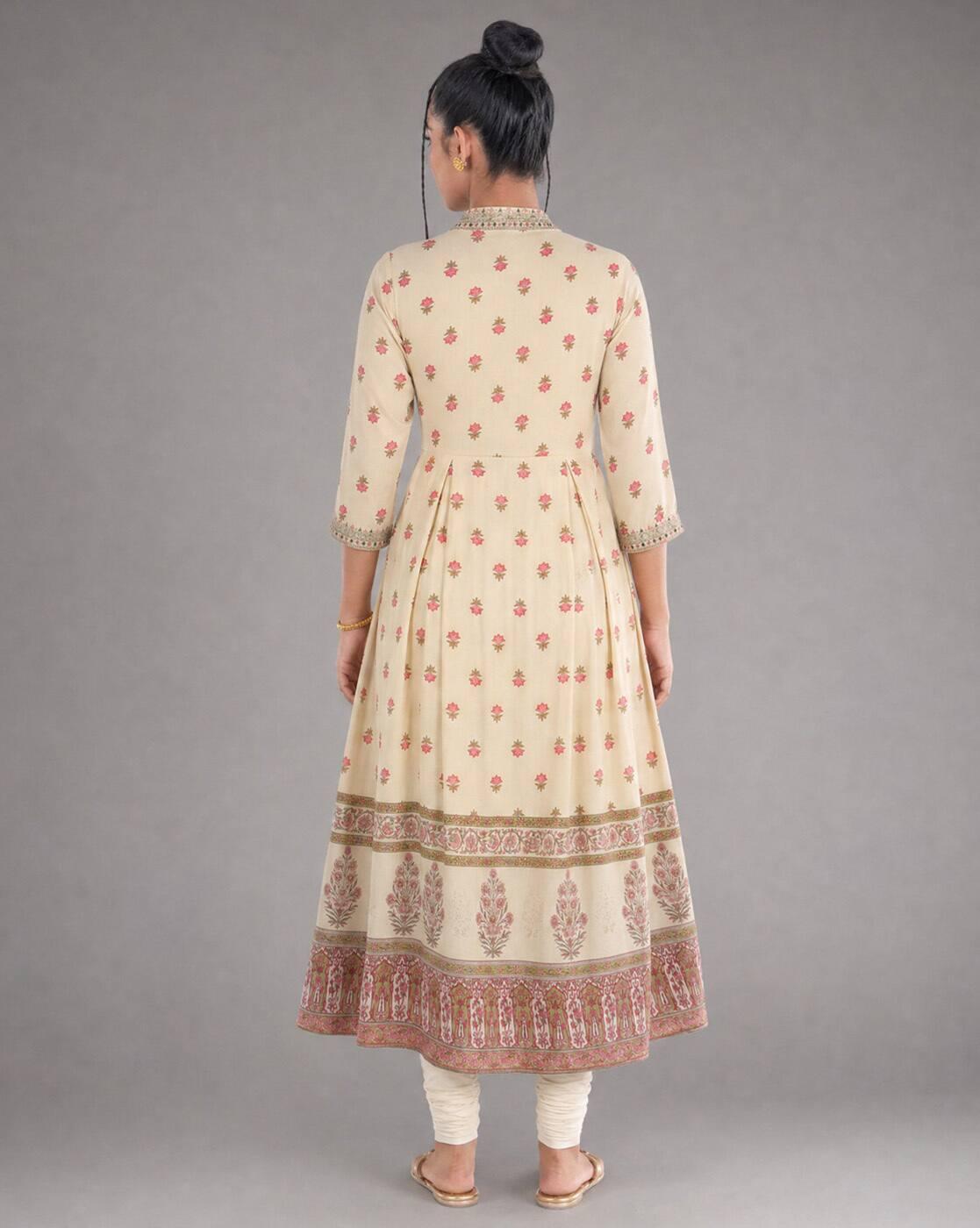 Women Floral Print Flared Kurta