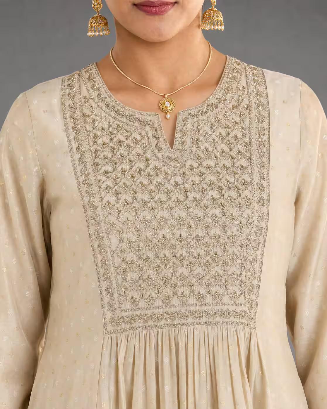 Women Embroidered Flared Kurta