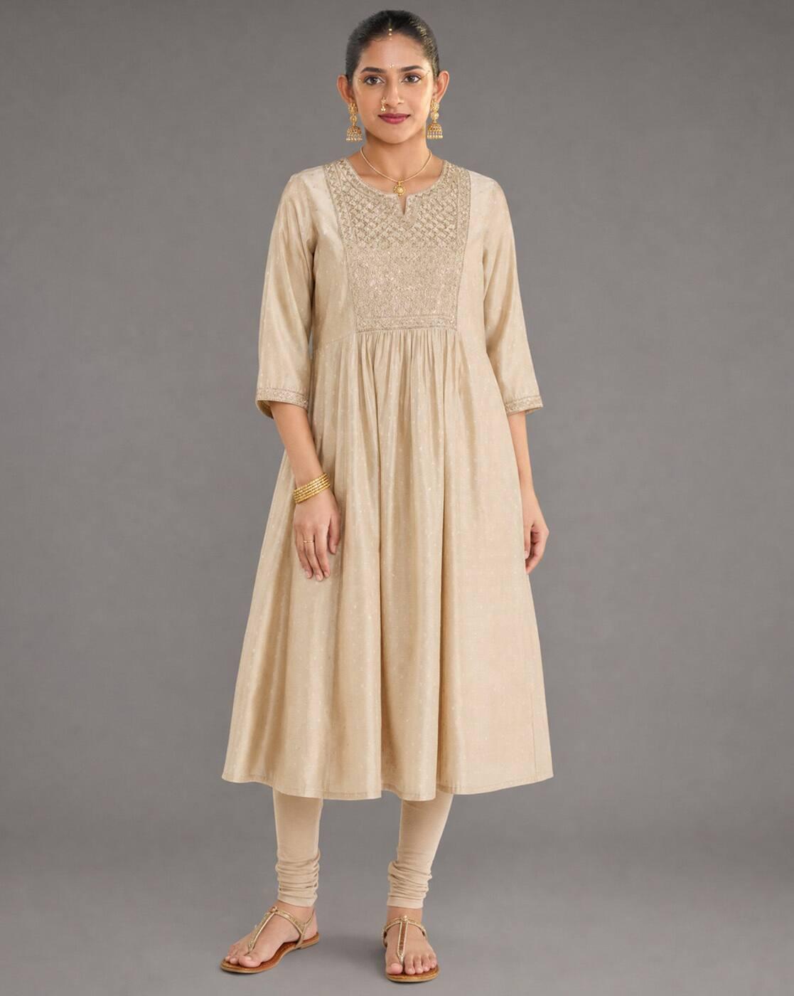 Women Embroidered Flared Kurta