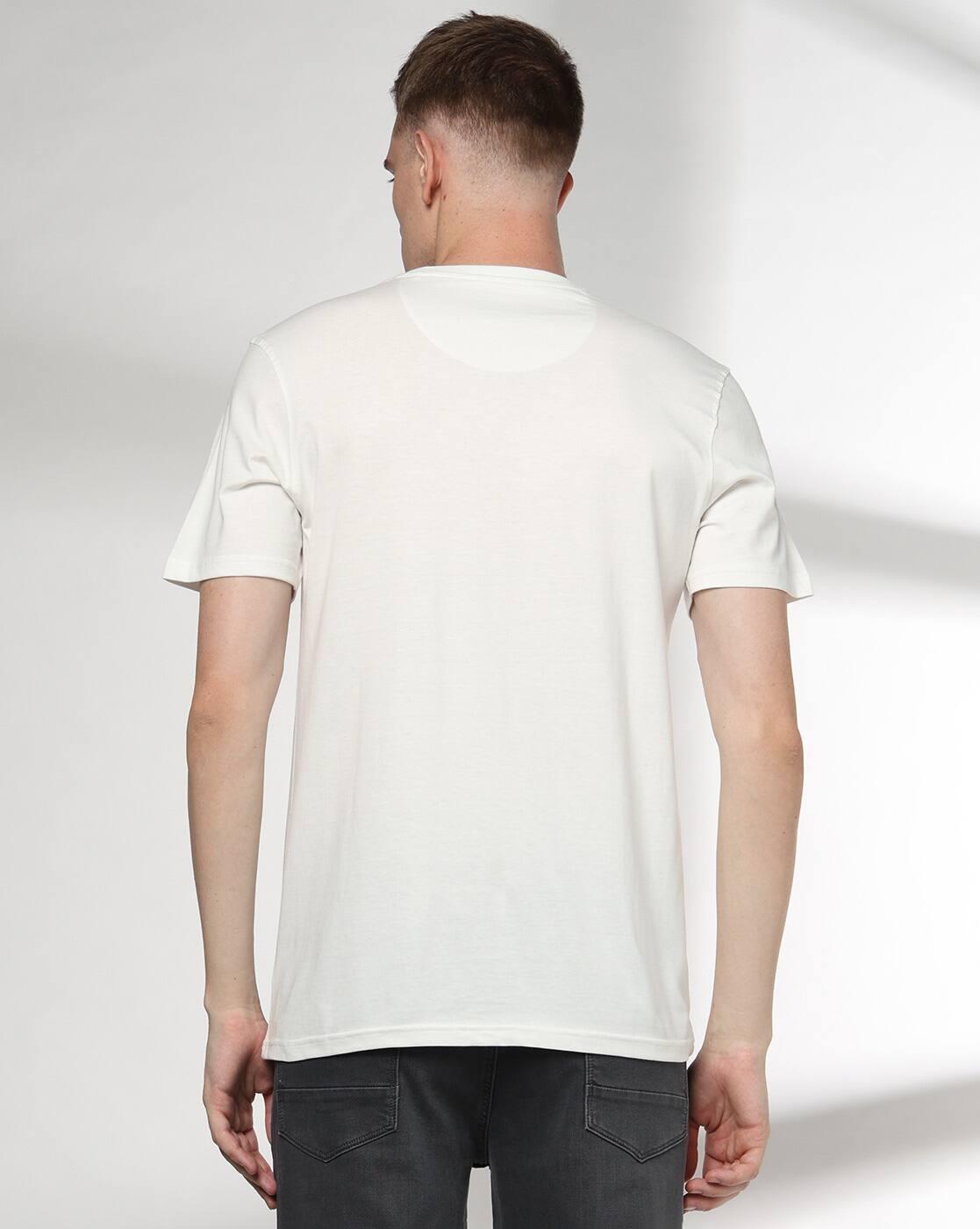 Men Brand Print Slim Fit Crew-Neck T-Shirt