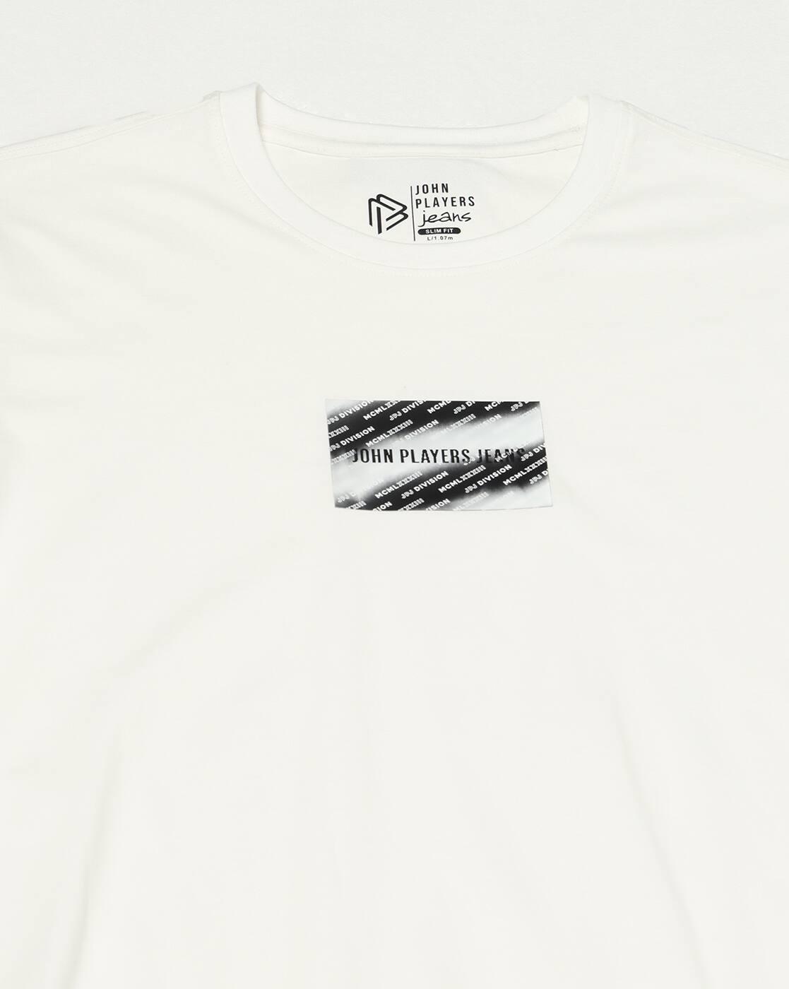 Men Brand Print Slim Fit Crew-Neck T-Shirt
