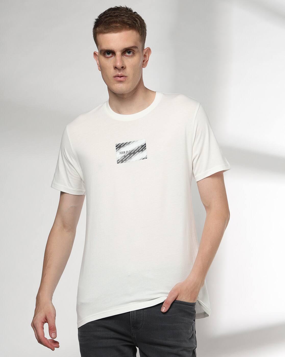 Men Brand Print Slim Fit Crew-Neck T-Shirt