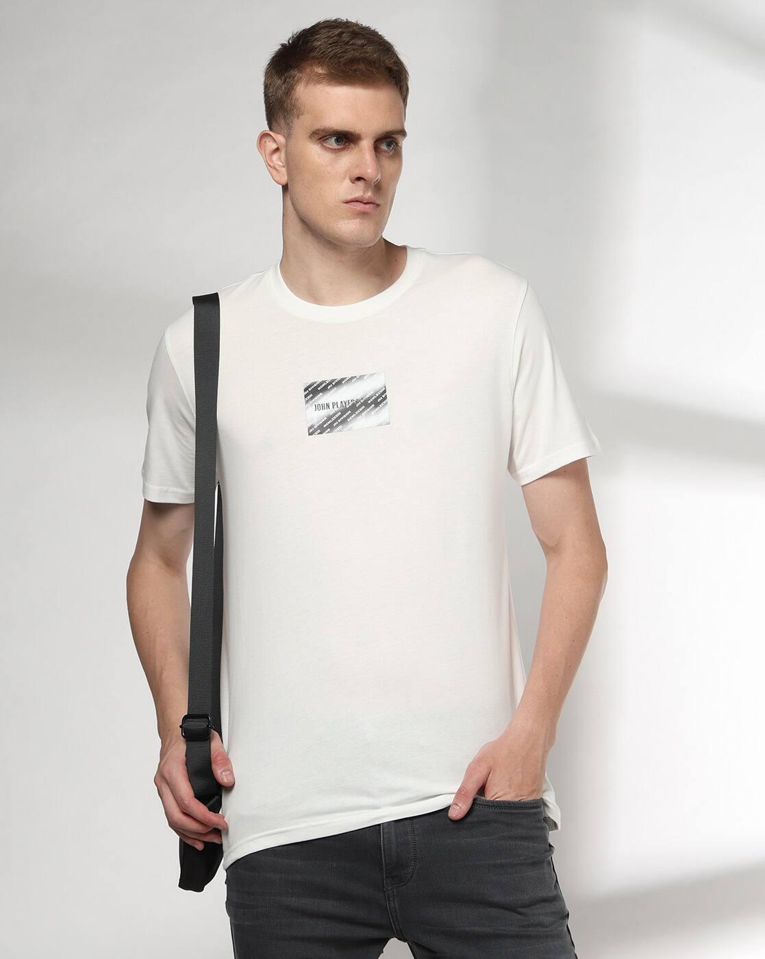 Men Brand Print Slim Fit Crew-Neck T-Shirt