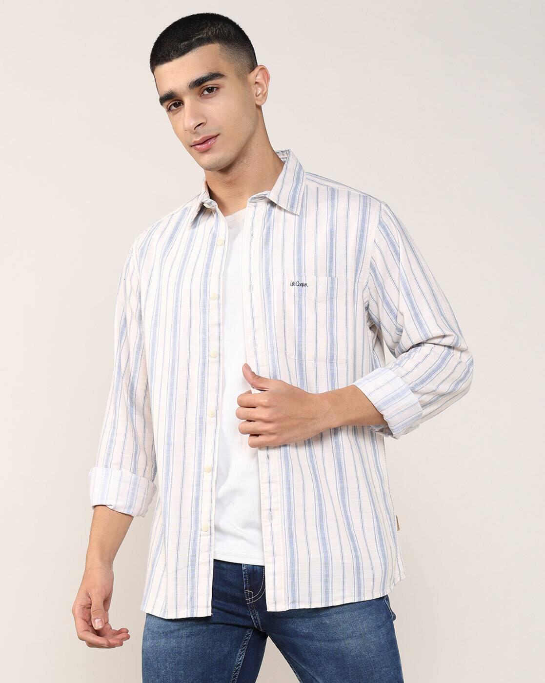 Men Striped Regular Fit Shirt with Patch Pocket