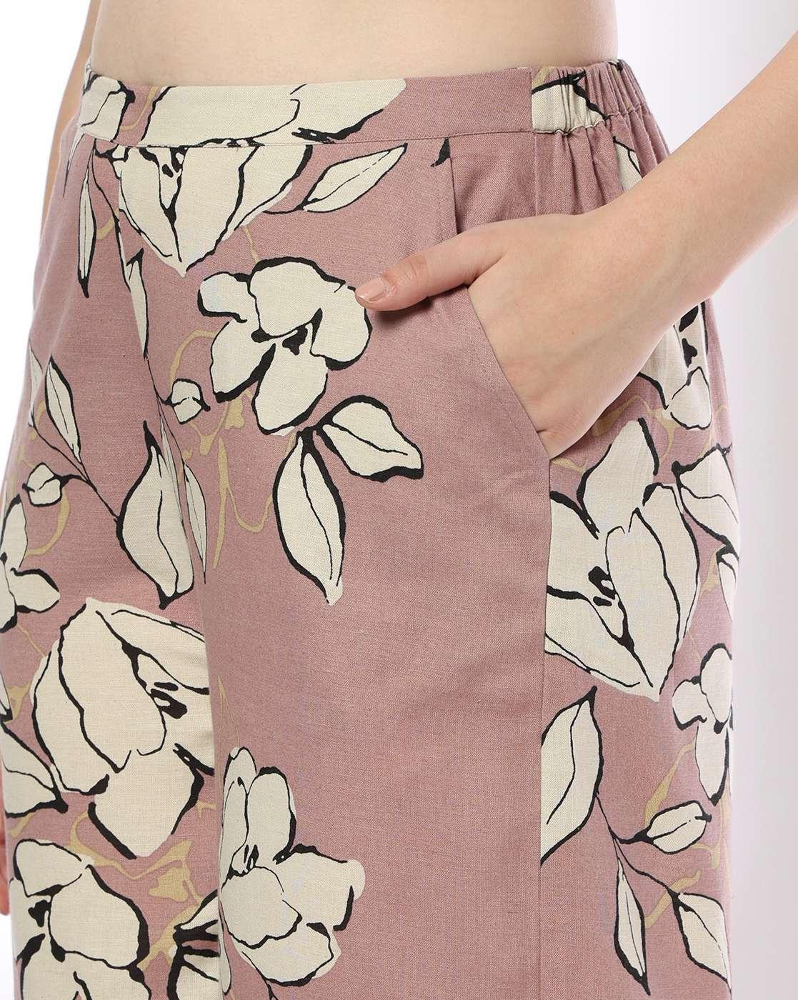 Women Floral Print Wide-Leg Pants