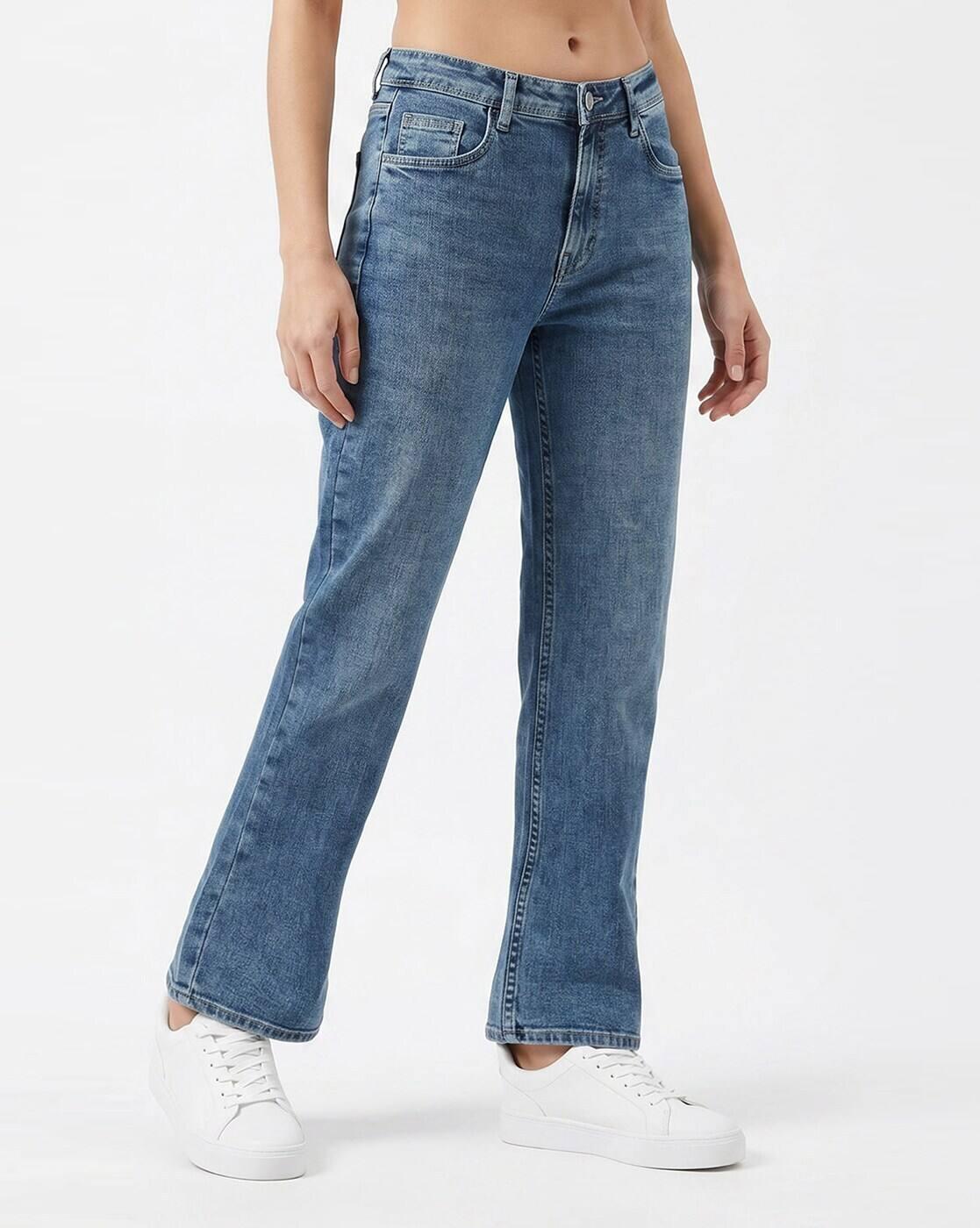 Women Heavy-Wash Flared Jeans