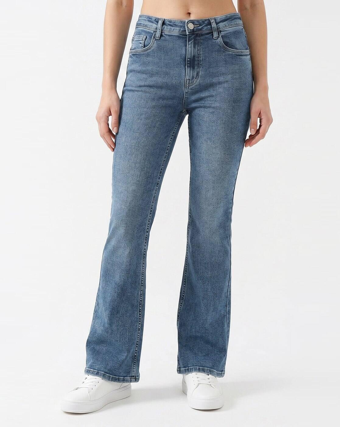 Women Heavy-Wash Flared Jeans