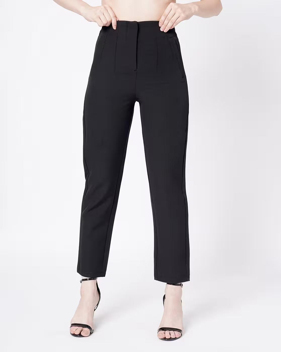 Women High-Rise Flat-Front Trousers