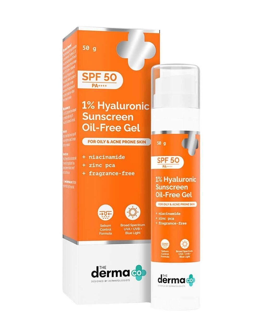 1 Hyaluronic Sunscreen Oil Free Gel Lightweight Sunscreen Acne Prone Skin