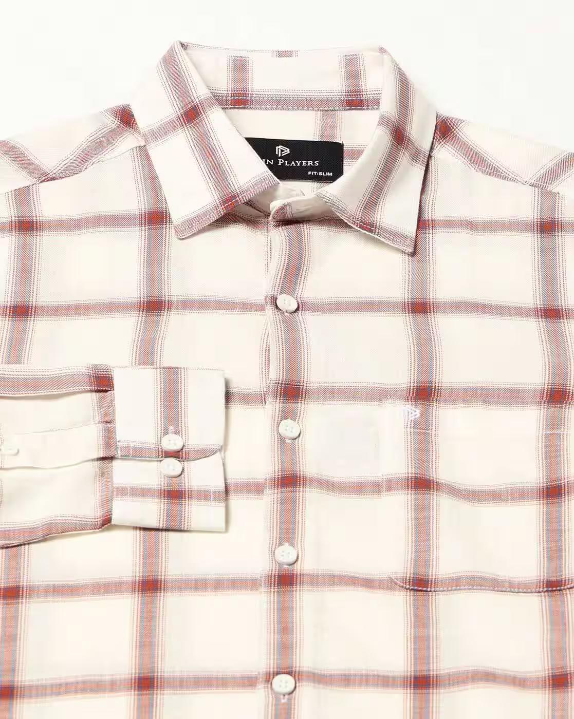 Men Checked Slim Fit Shirt with Patch Pocket