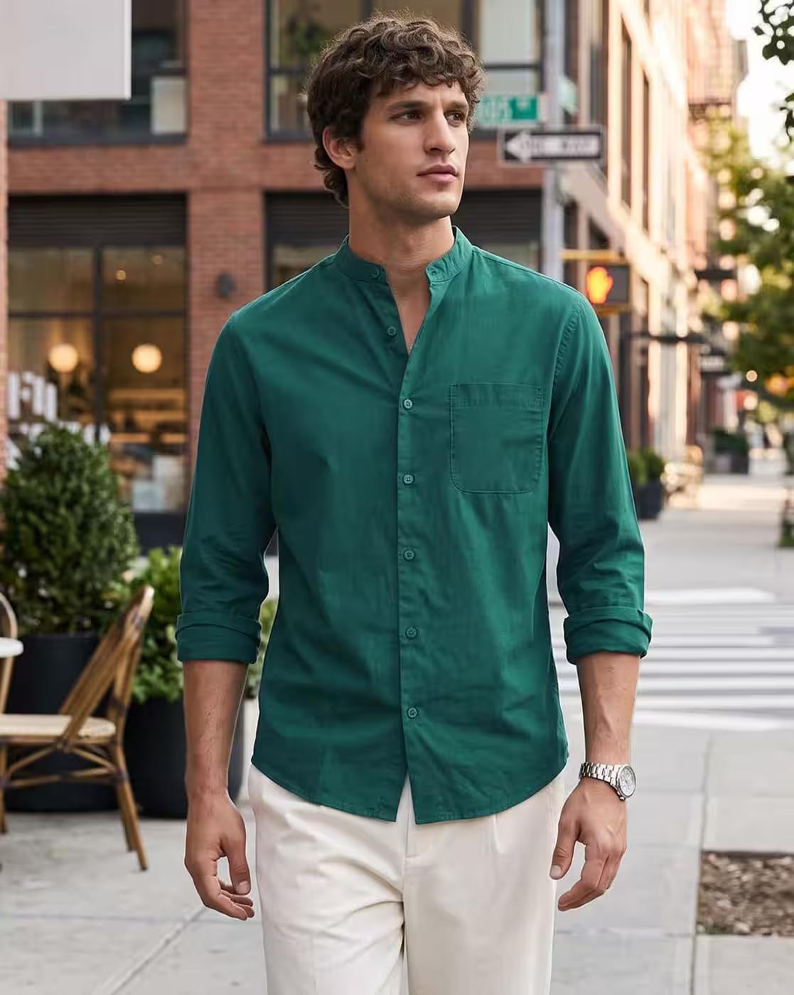 Cotton Shirt with Patch Pocket